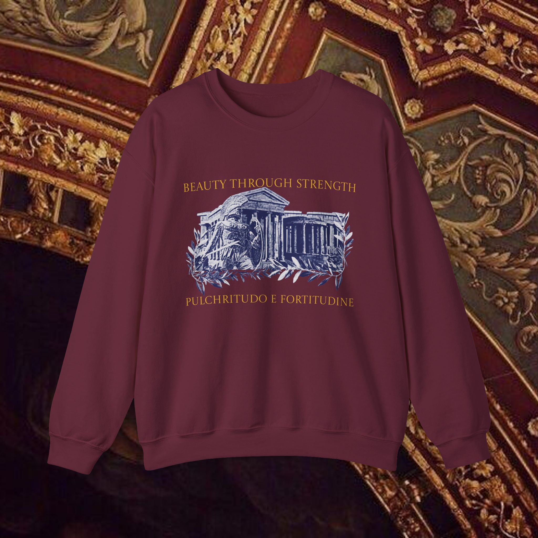 Guardian of the Temple Classically- Inspired Cotton Graphic Sweatshirt
