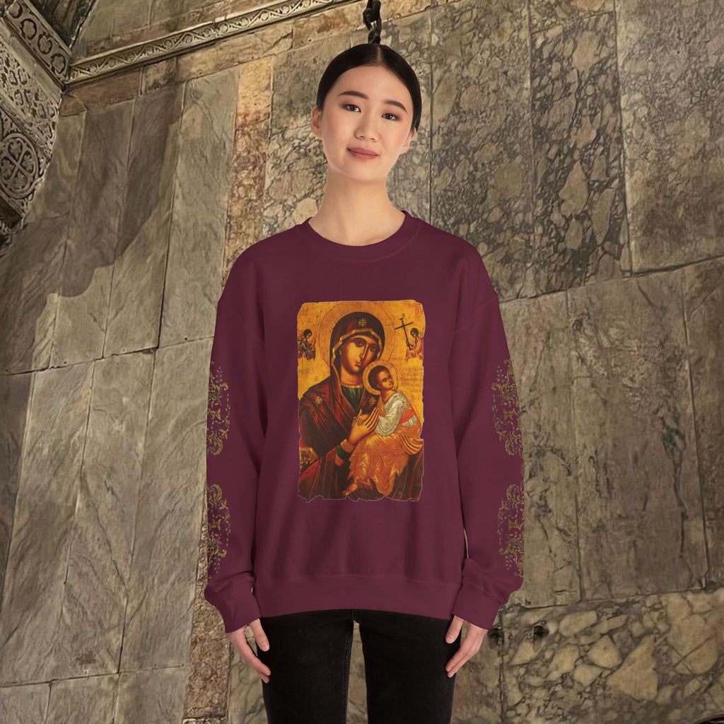 Byzantine Icon Art Sweatshirt -  Mother and Child Design