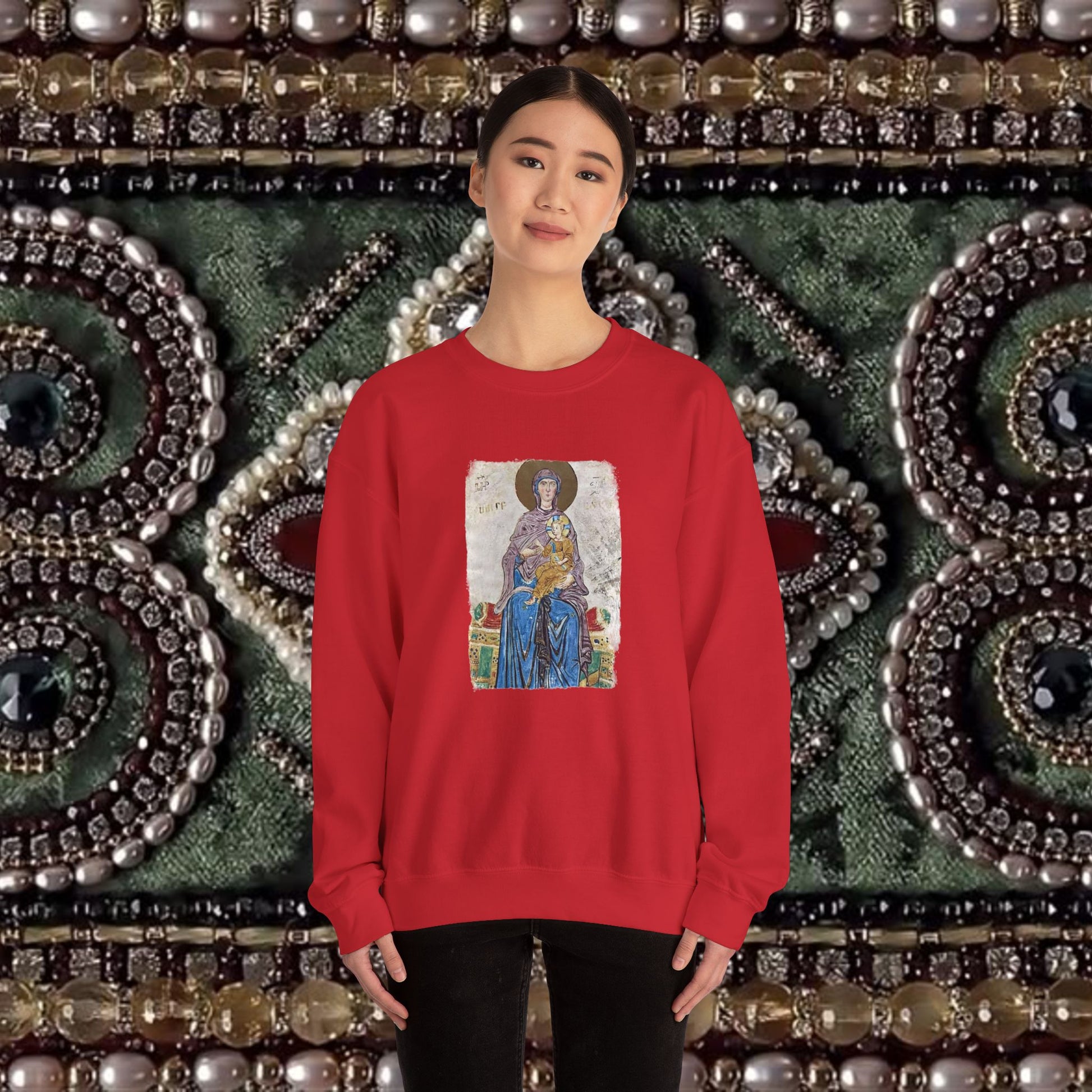 Virgin and Christ Armenian Manuscript Unisex Crewneck Sweatshirt