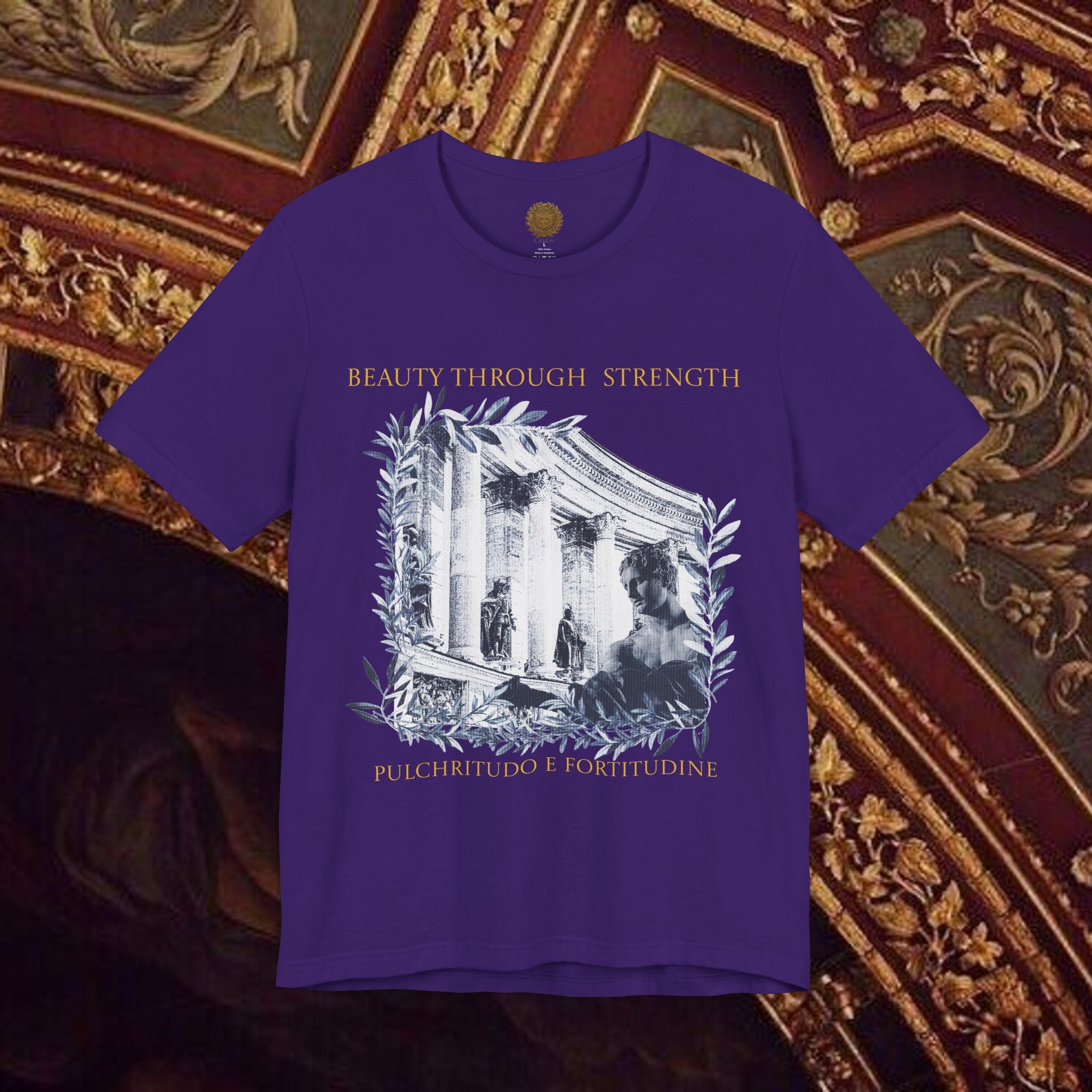 Beauty Through Strength Classically-Inspired Cotton Graphic T-Shirt