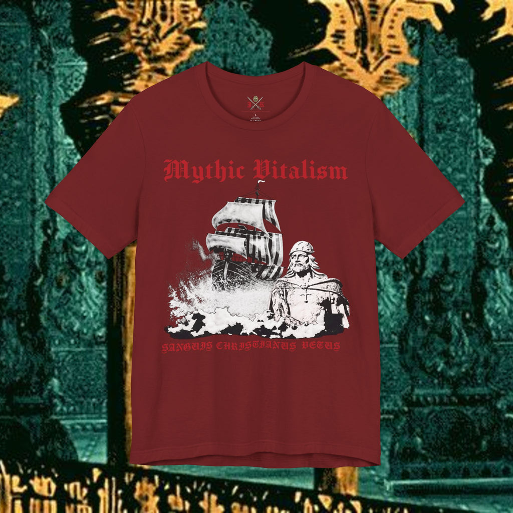 Mythic Vitalism, Sanguis Christianus Vetus Exploration and Adventure Inspired Graphic T Shirt Front Version