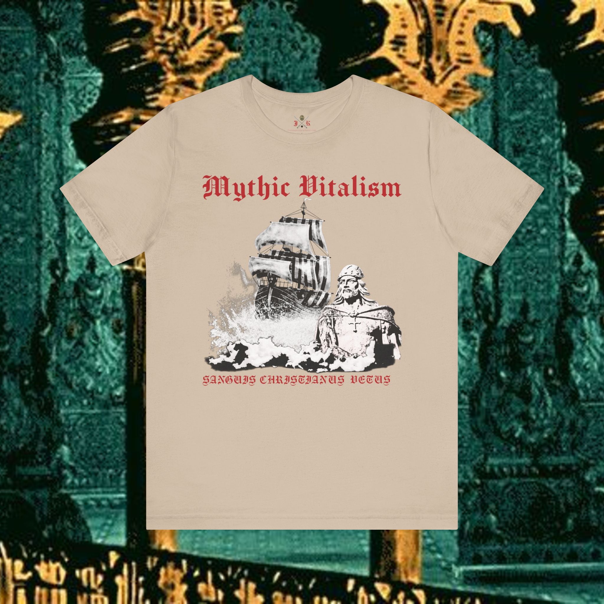 Mythic Vitalism, Sanguis Christianus Vetus Exploration and Adventure Inspired Graphic T Shirt Front Version