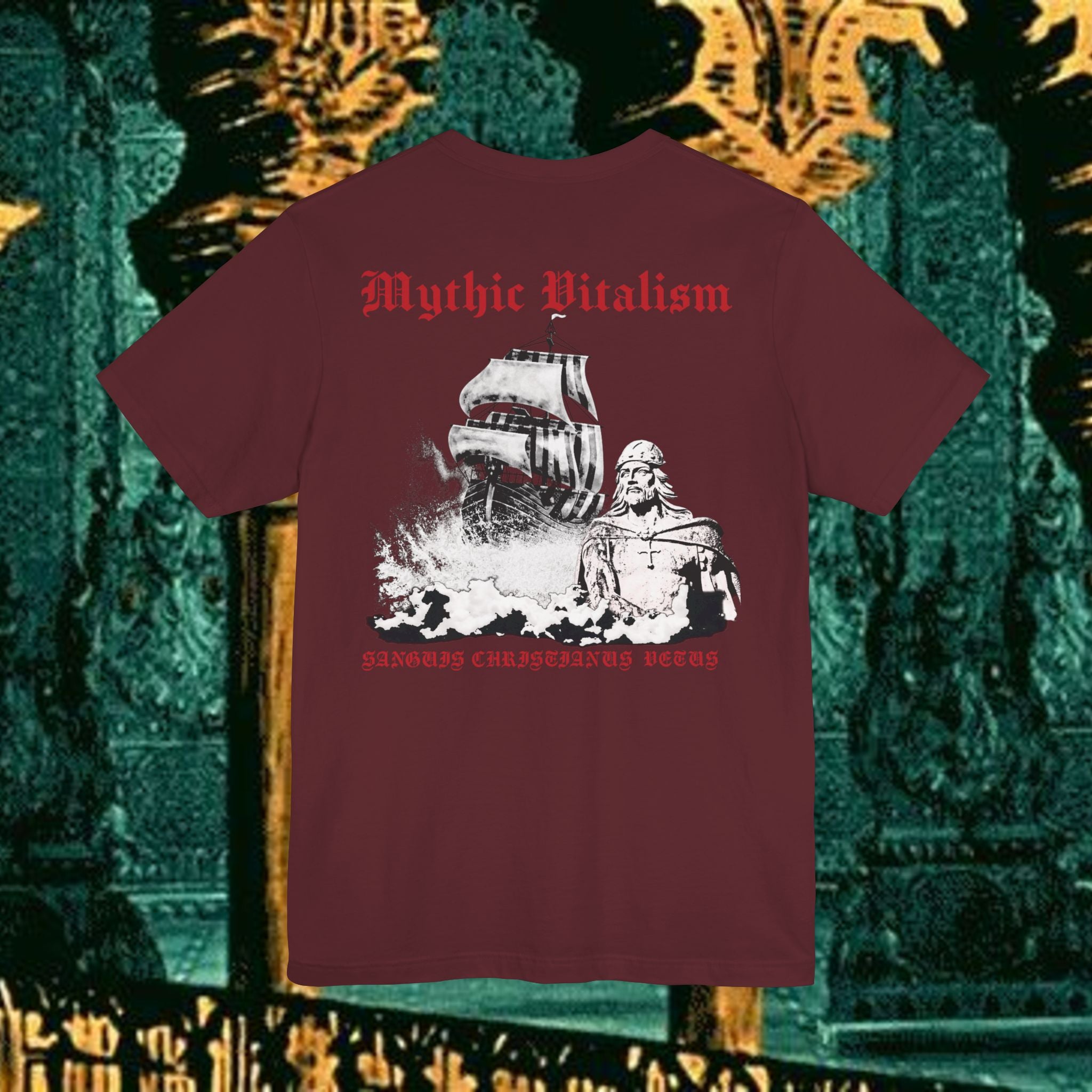 Mythic Vitalism, Sanguis Christianus Vetus Exploration and Adventure Inspired Graphic T Shirt Back Version