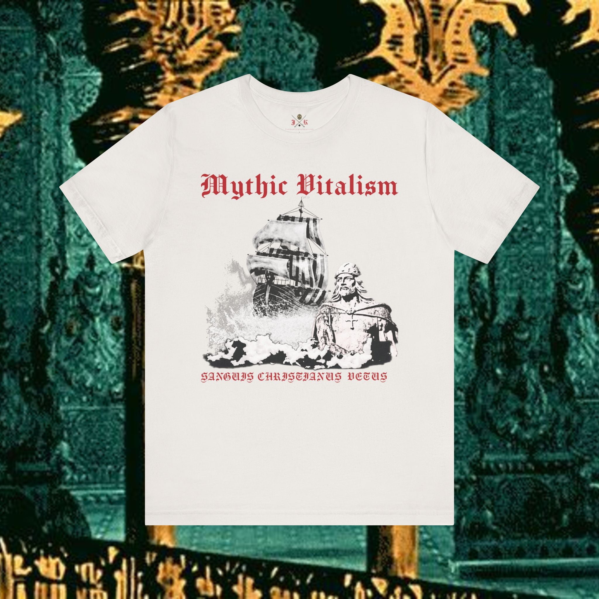 Mythic Vitalism, Sanguis Christianus Vetus Exploration and Adventure Inspired Graphic T Shirt Front Version