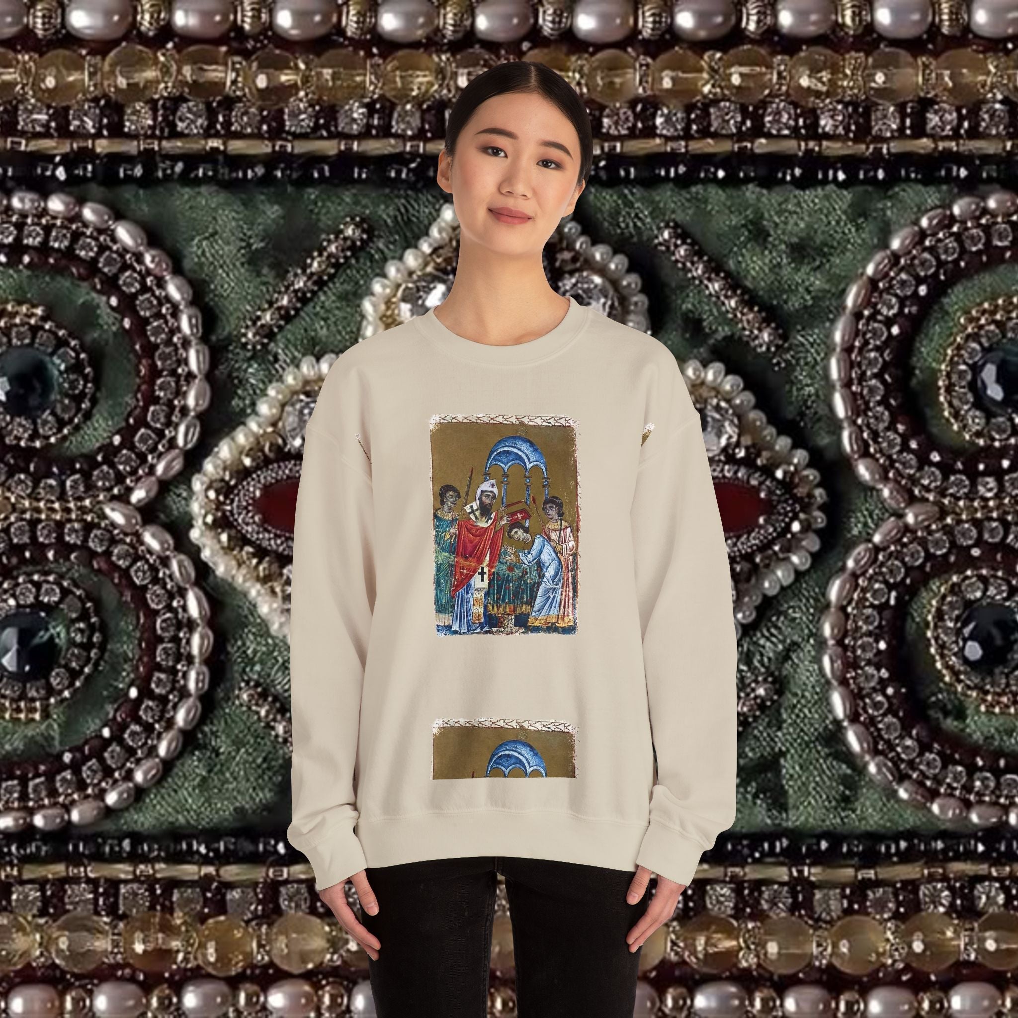 Armenian Manuscript Crewneck Graphic Sweatshirt