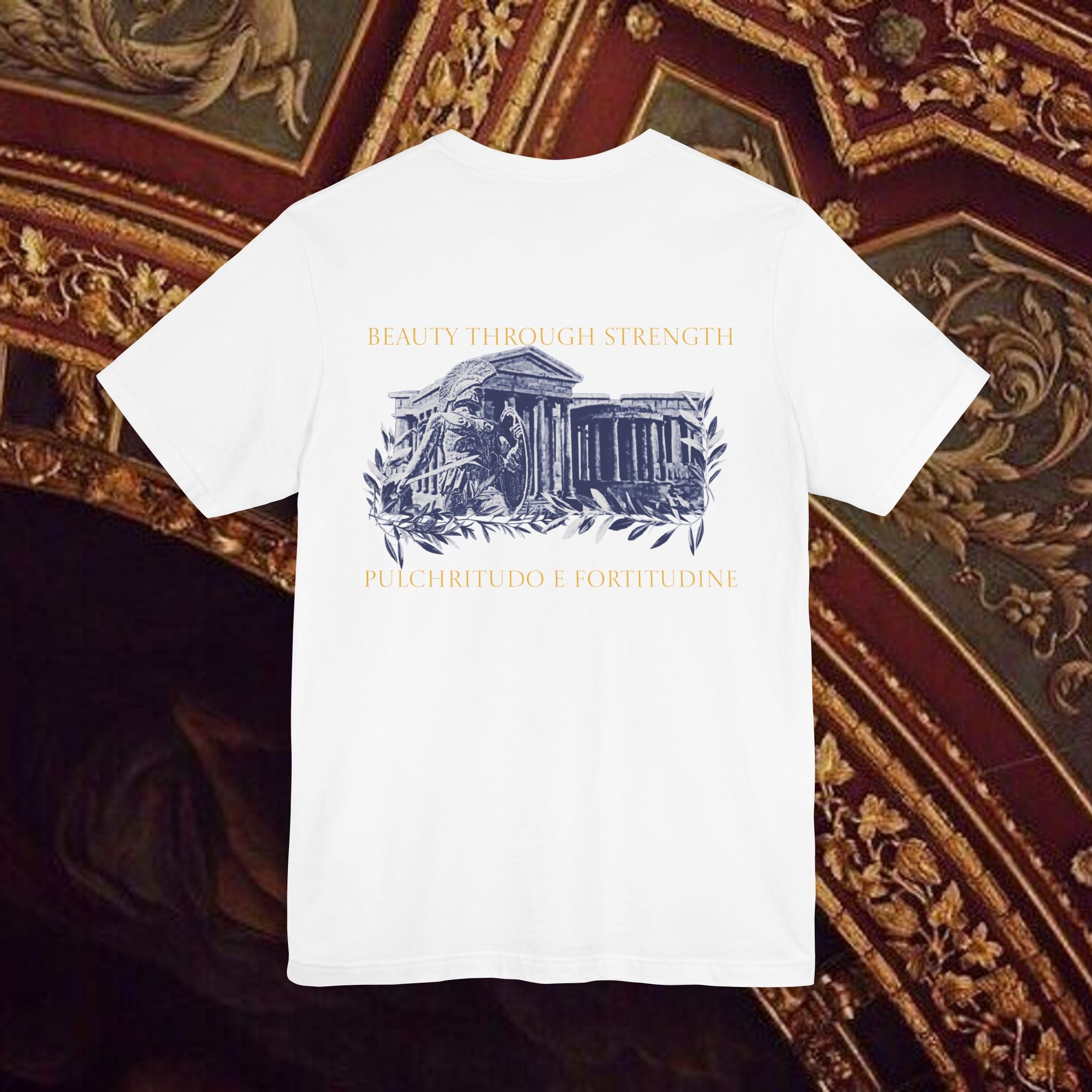 Guardian of the Temple Classically- Inspired Cotton Graphic T Shirt Back Version
