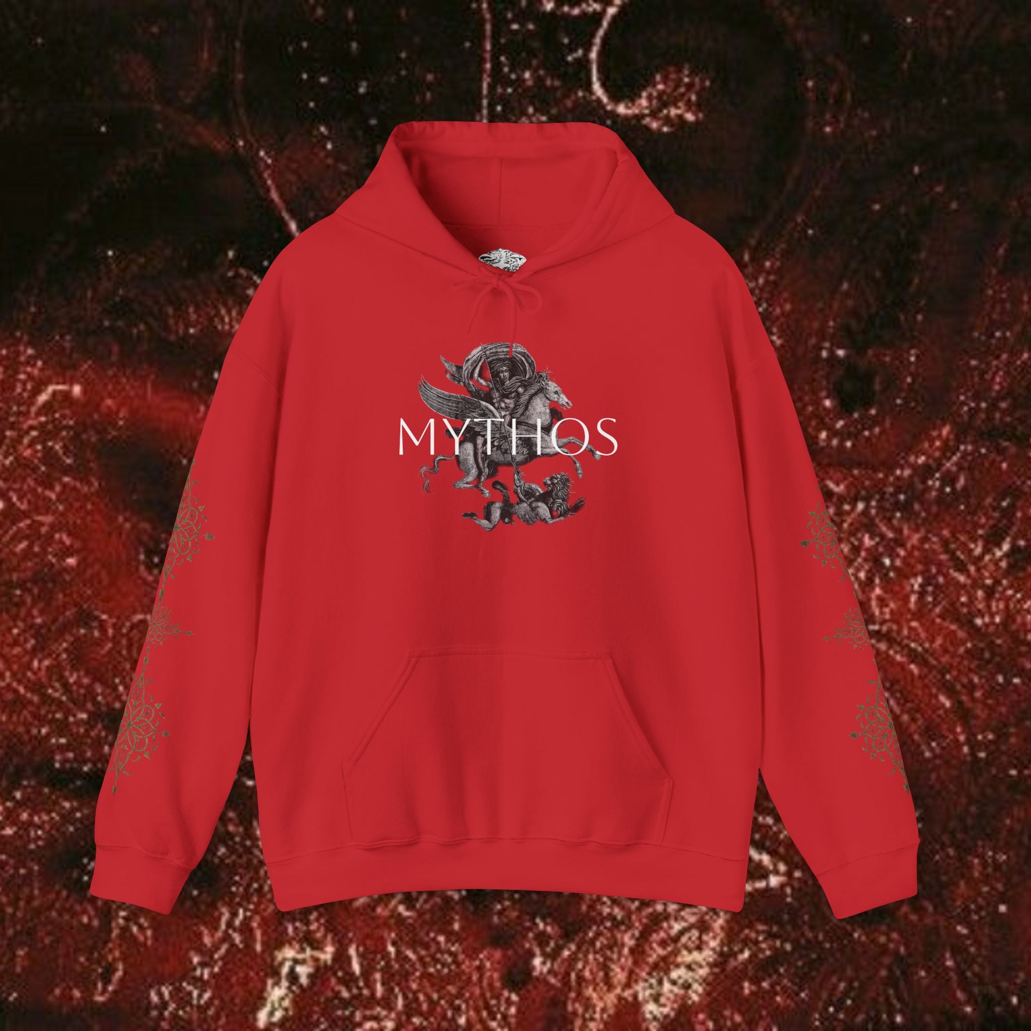Warrior's Mythos Hooded Sweatshirt, Cozy Classically-Inspired Hoodie