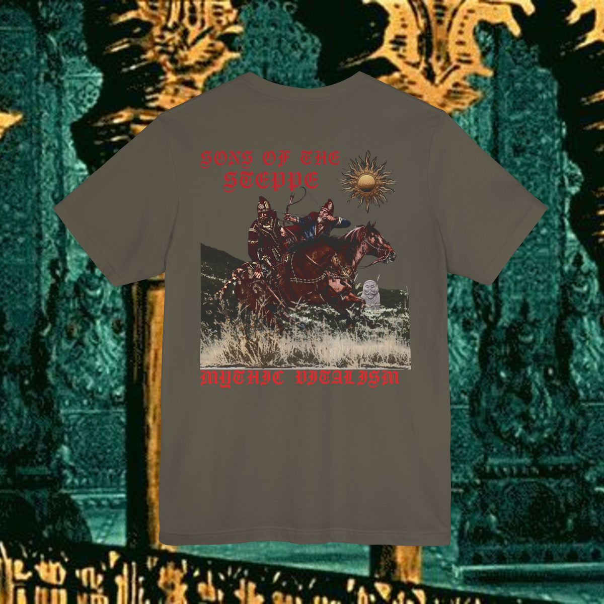 Sons of the Steppe Mythical Medieval Inspired Graphic T Shirt Back Version