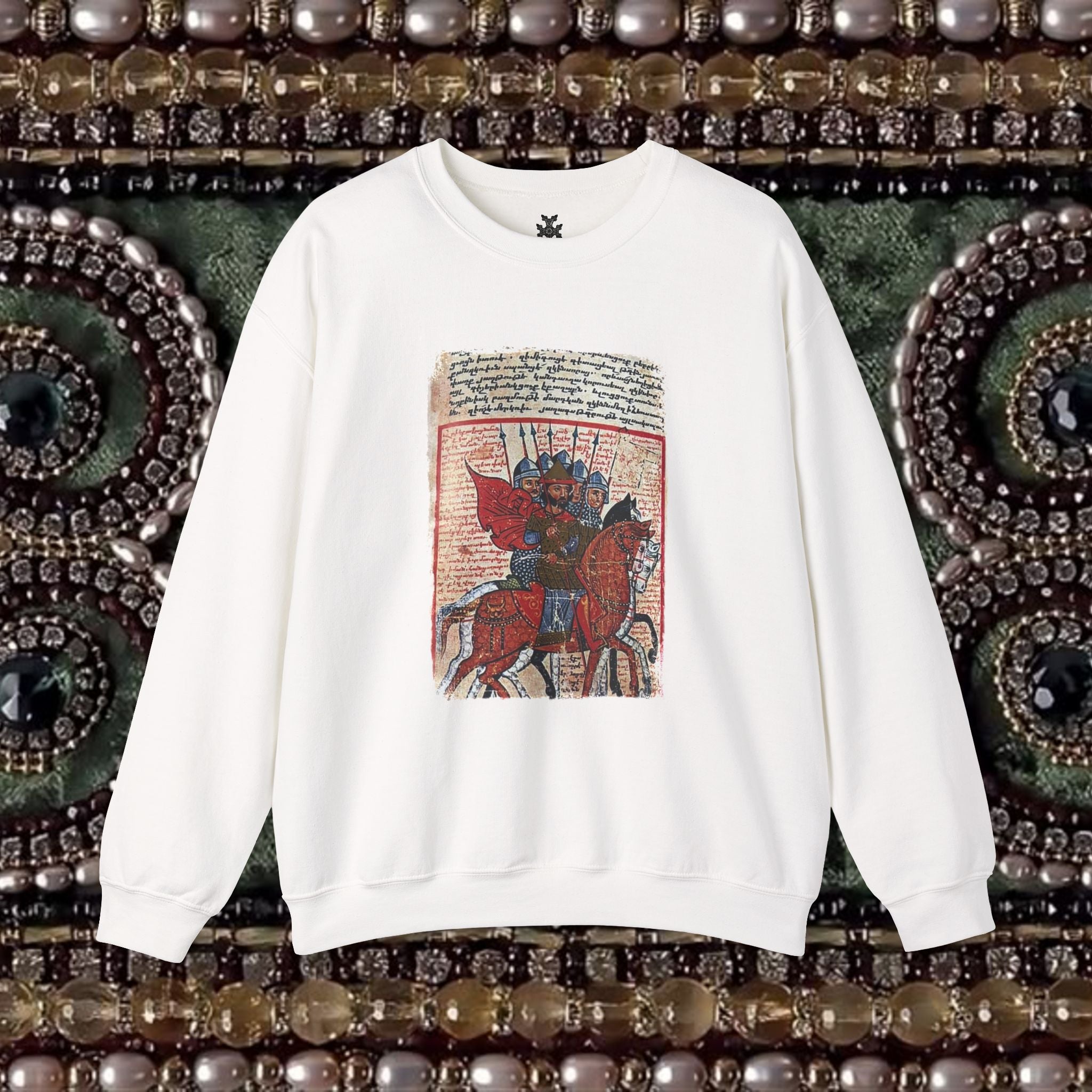 Medieval Armenian Warriors Art Sweatshirt - Ancient Manuscript Design
