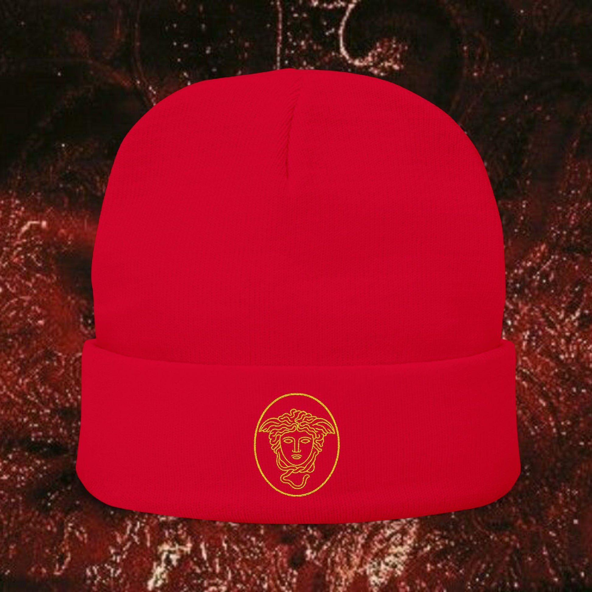 Medusa Wrath Embroidered Knit Beanie