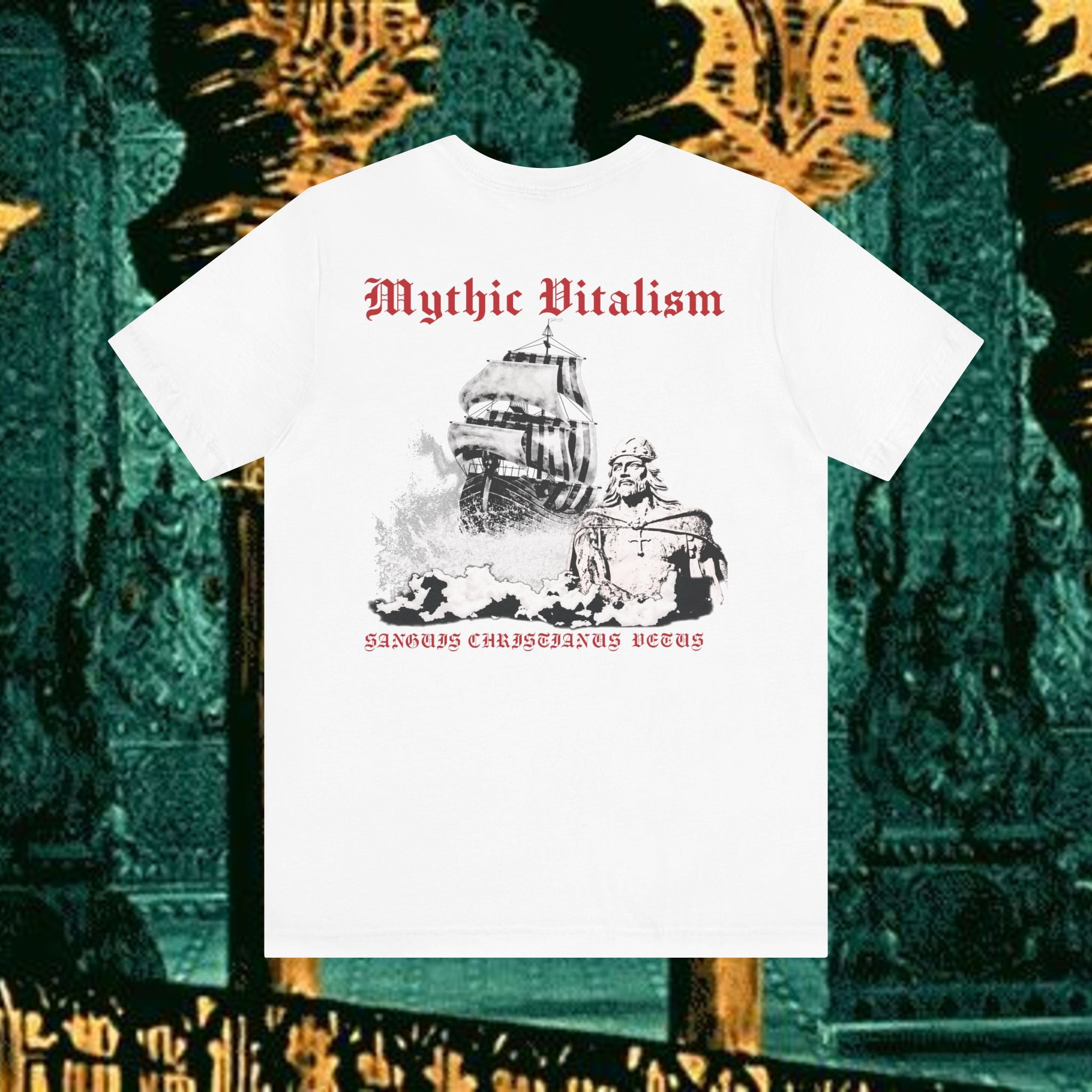 Mythic Vitalism, Sanguis Christianus Vetus Exploration and Adventure Inspired Graphic T Shirt Back Version