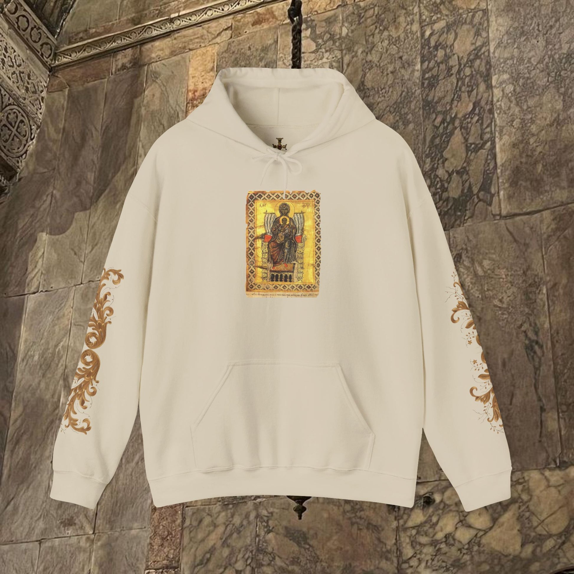Byzantine Manuscript Art Hoodie - Orthodox Icon Design