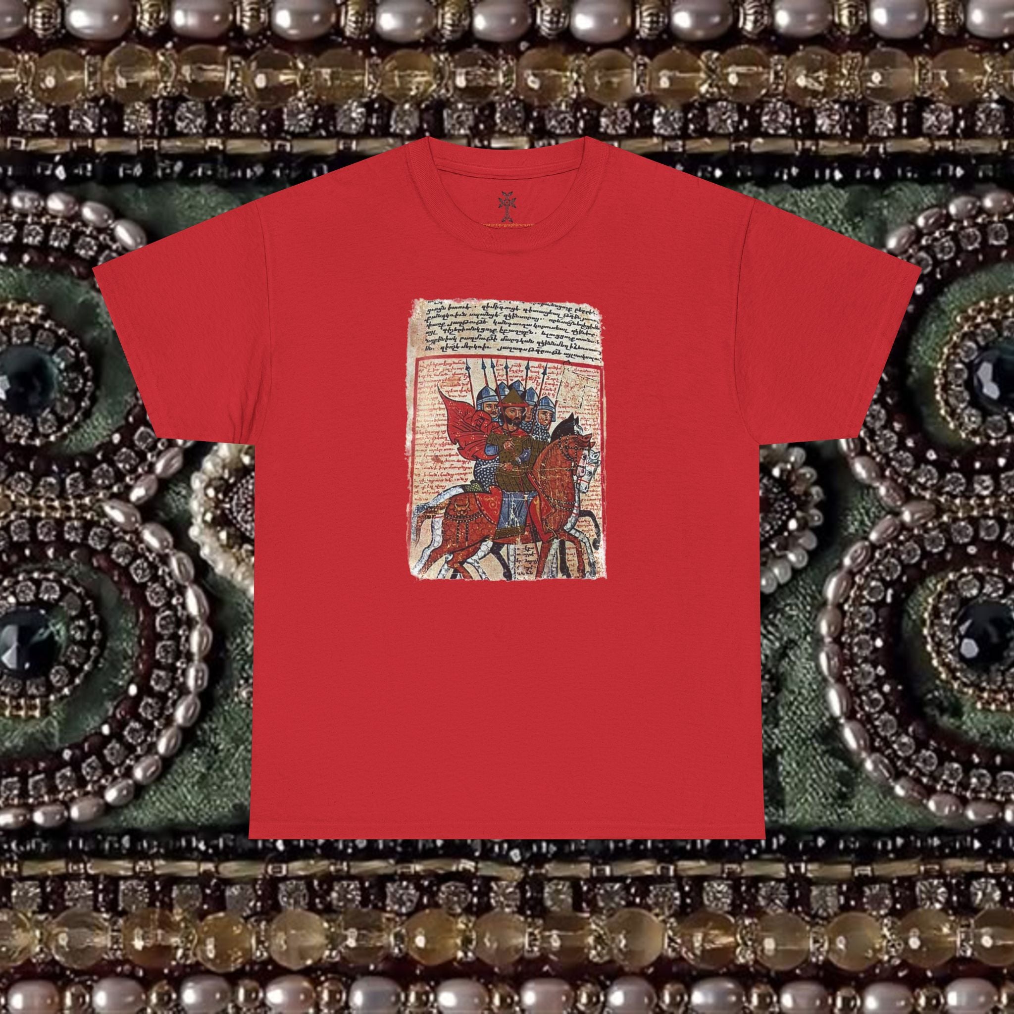 Armenian Warriors Art T-Shirt - Ancient Manuscript Design