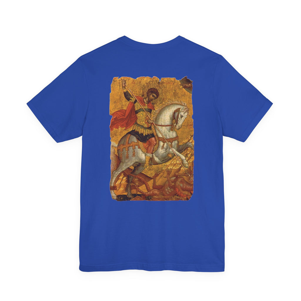 St George the Dragon Slayer Cotton Graphic T-Shirt Orthodox Christian Imagery