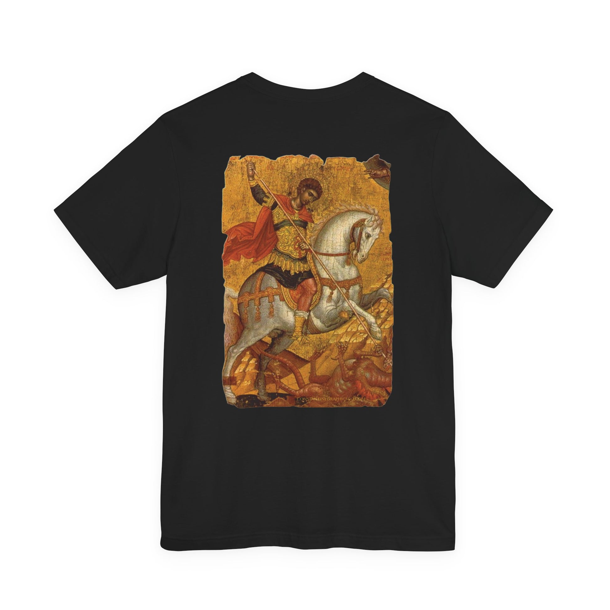 St George the Dragon Slayer Cotton Graphic T-Shirt Orthodox Christian Imagery