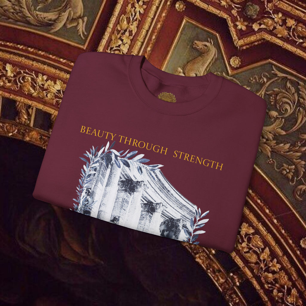 Beauty Through Strength Classically-Inspired Cotton Graphic Sweatshirt