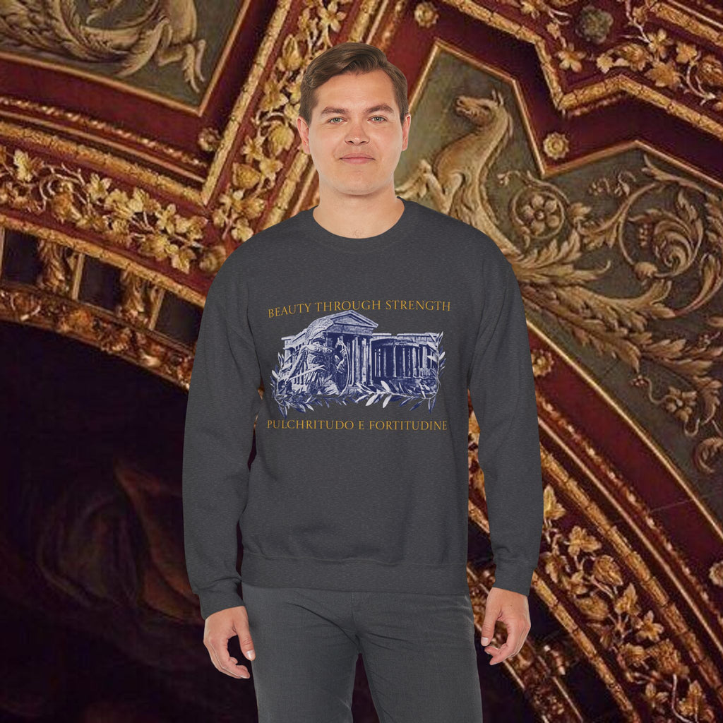 Guardian of the Temple Classically- Inspired Cotton Graphic Sweatshirt
