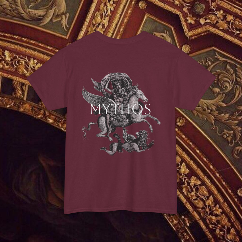 Warrior's Mythos Unisex Tee, Graphic Tee, Mythological Style Shirt Back Version