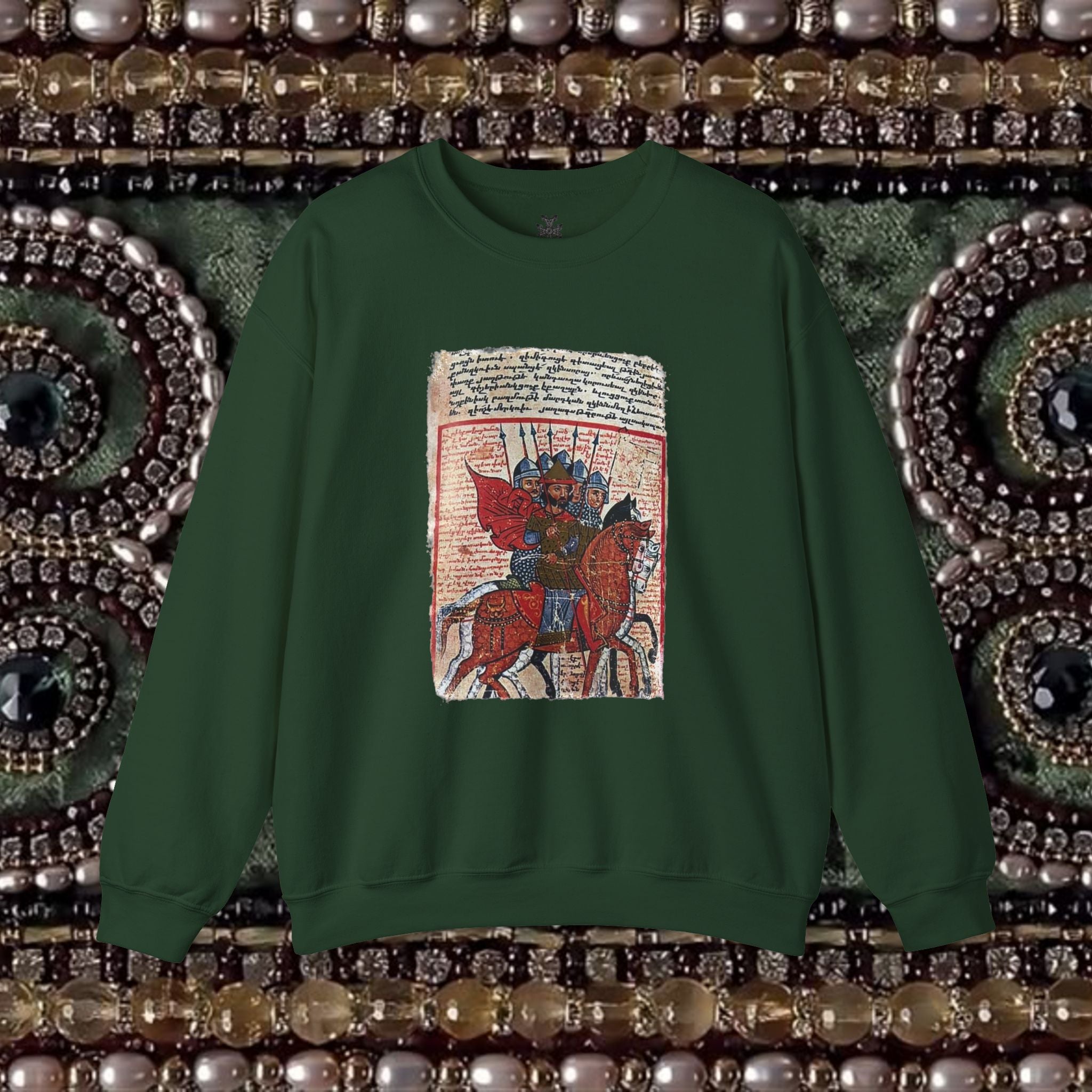 Medieval Armenian Warriors Art Sweatshirt - Ancient Manuscript Design