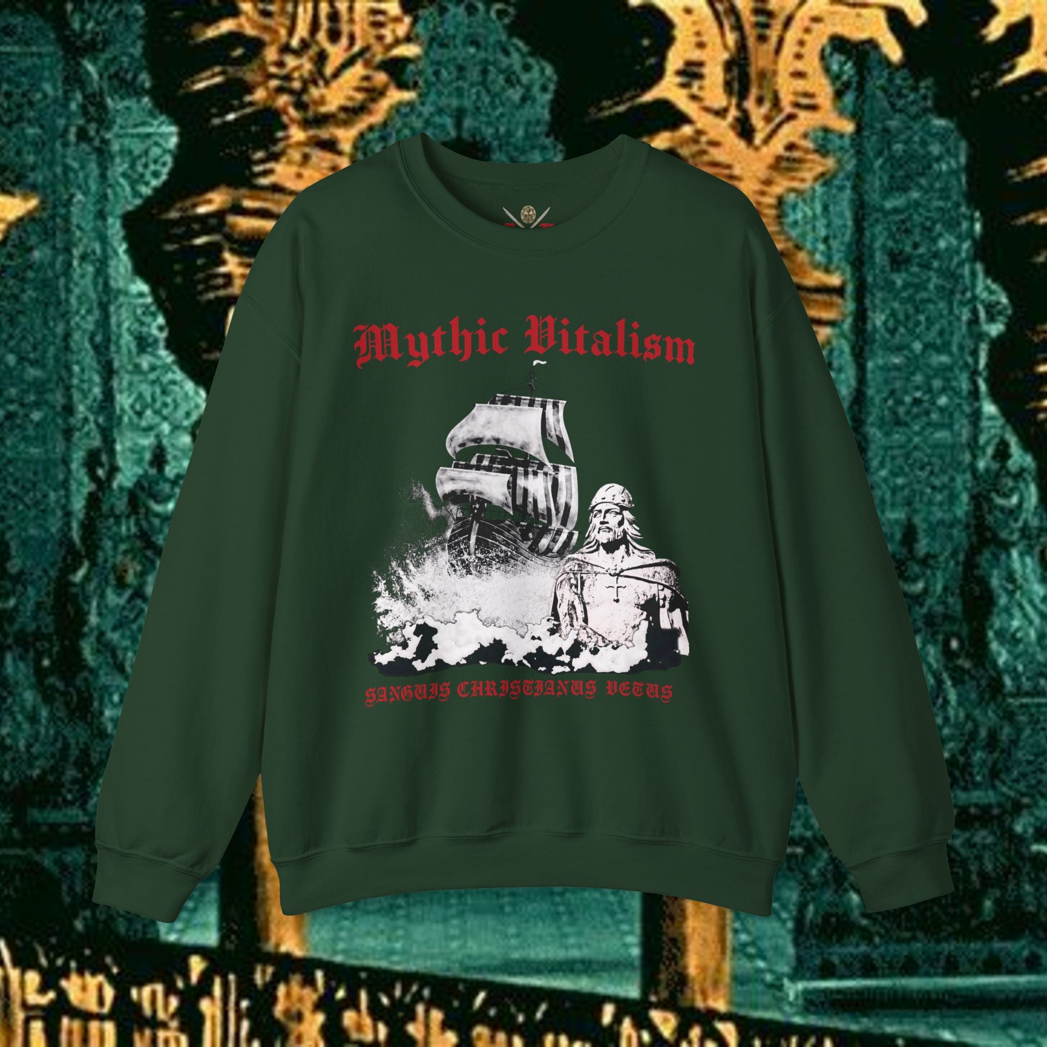 Mythic Vitalism, Sanguis Christianus Vetus  Exploration and Adventure Inspired Crewneck Sweatshirt