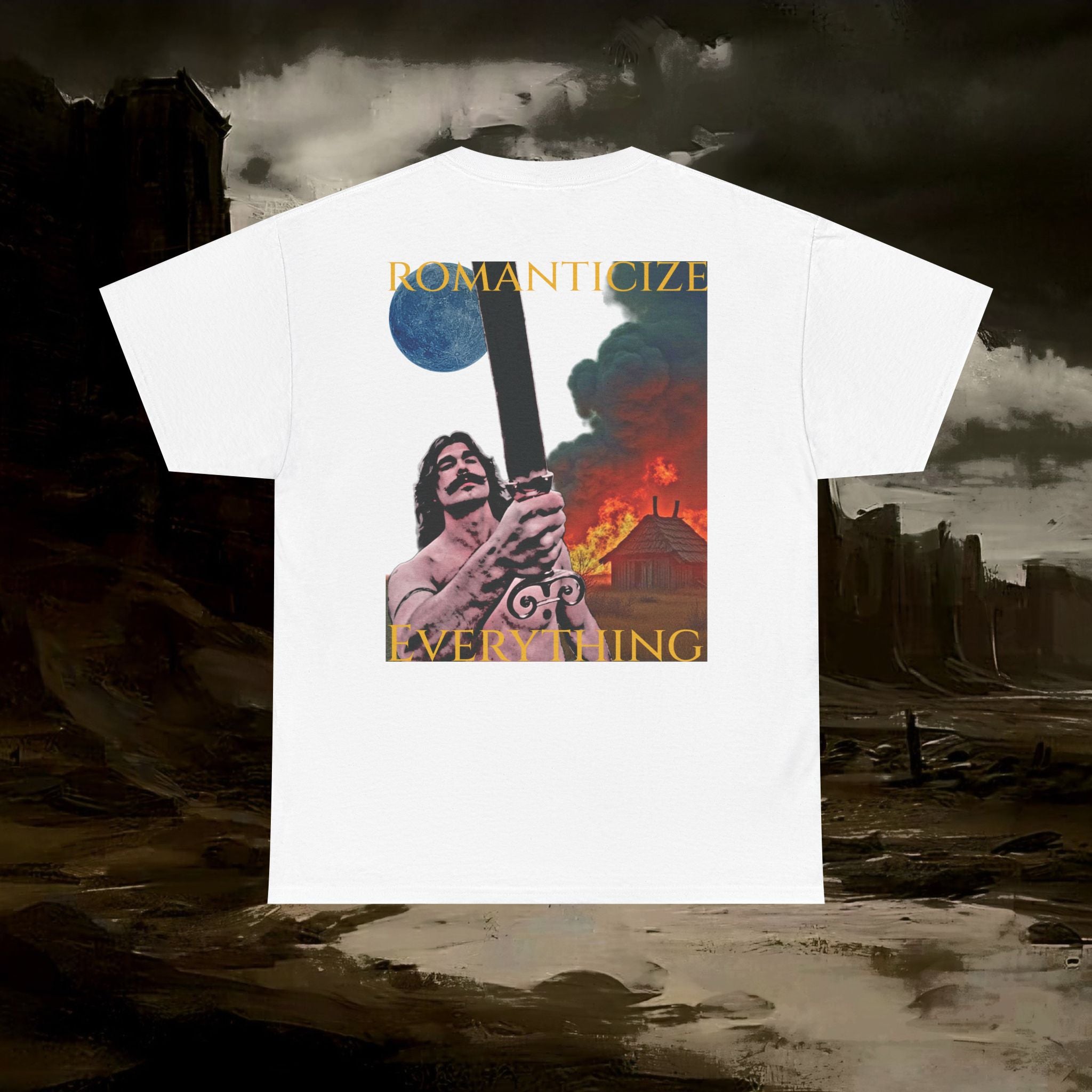The Barbarian's Mirror Graphic T-Shirt Dark Fantasy Medieval Inspired Tee. Back Version