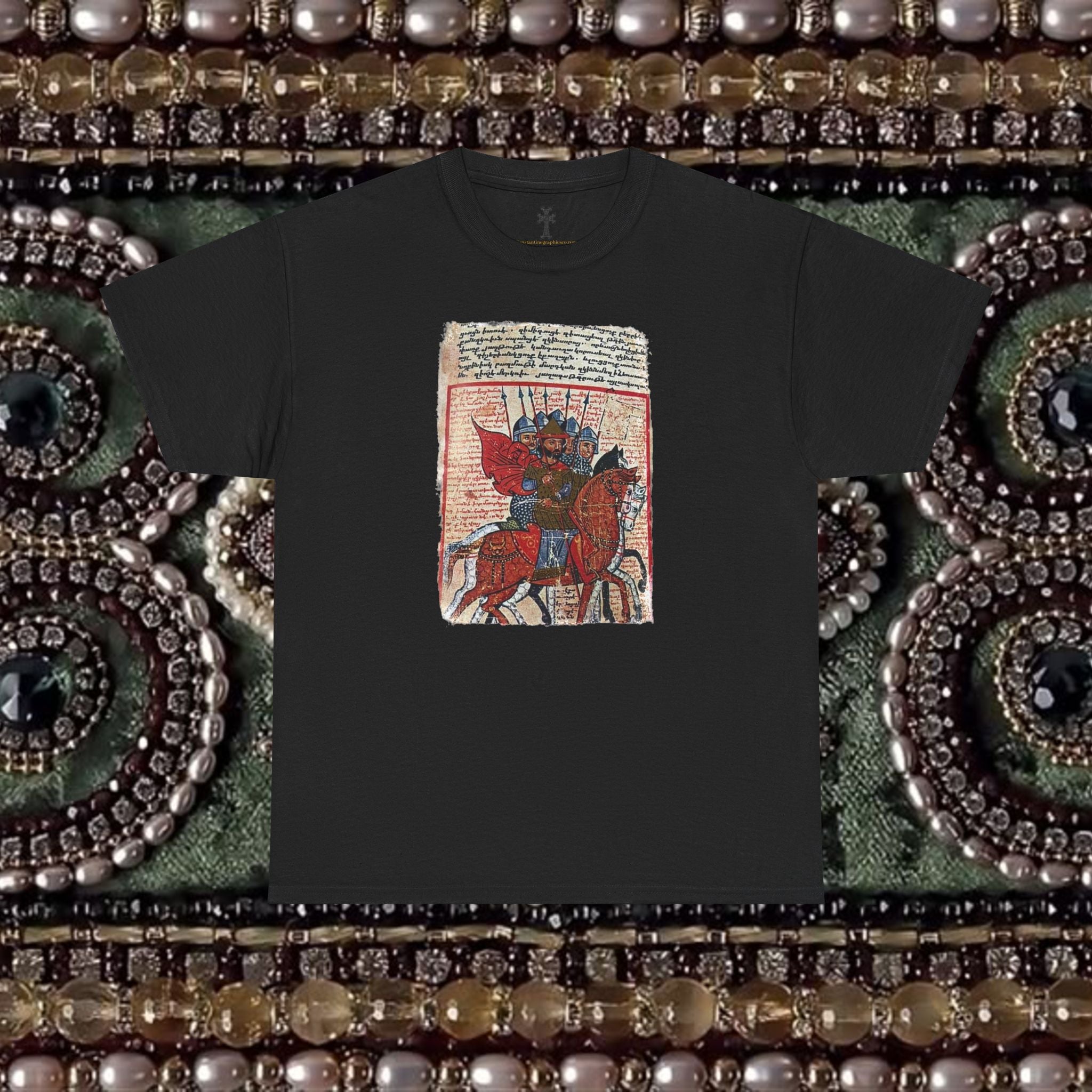Armenian Warriors Art T-Shirt - Ancient Manuscript Design