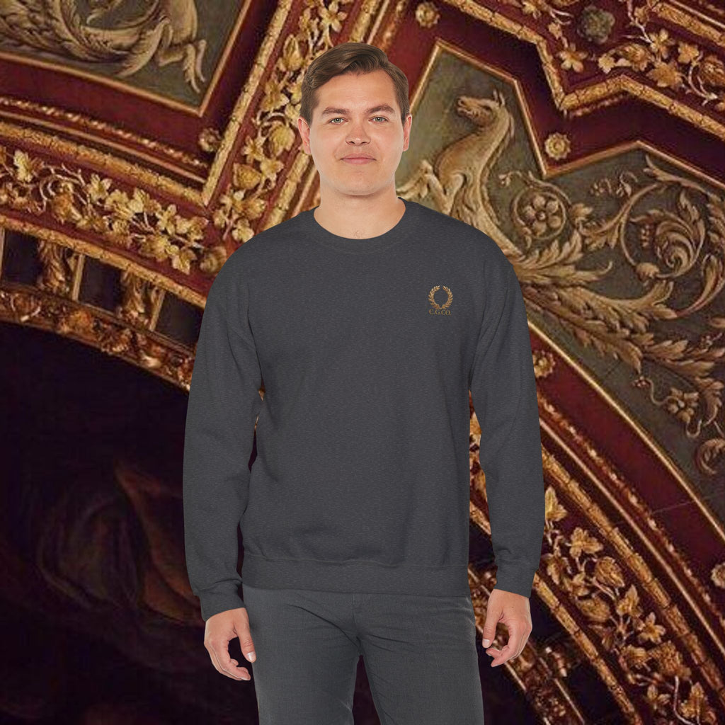 Guardian of the Temple Classically- Inspired Cotton Graphic Sweatshirt Back Version
