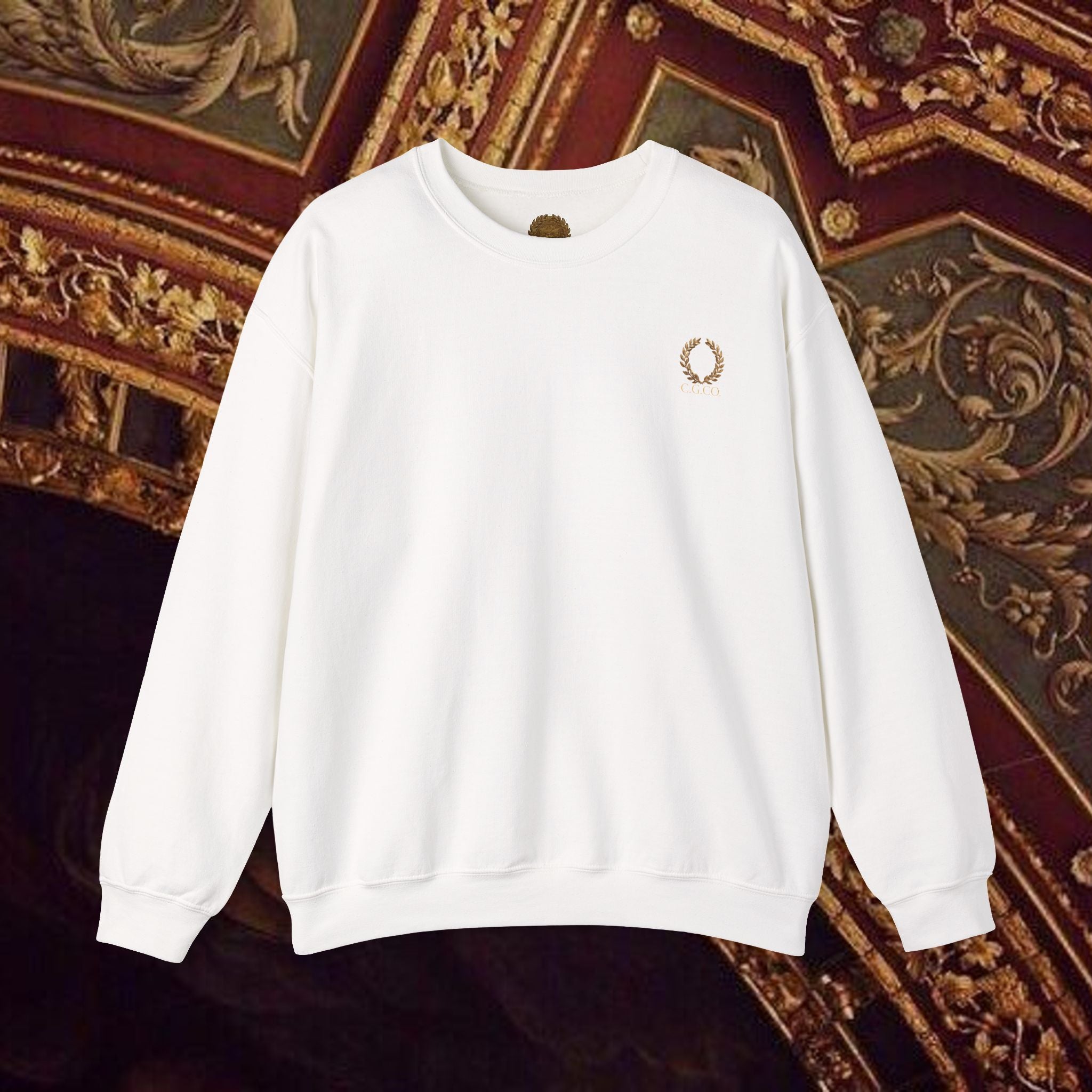 Guardian of the Temple Classically- Inspired Cotton Graphic Sweatshirt Back Version