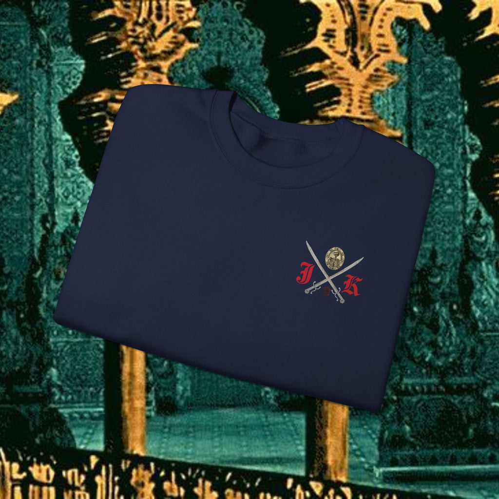 Sons of the Steppe Crewneck Sweatshirt — Mythic Warrior Horseback Graphic Back Version