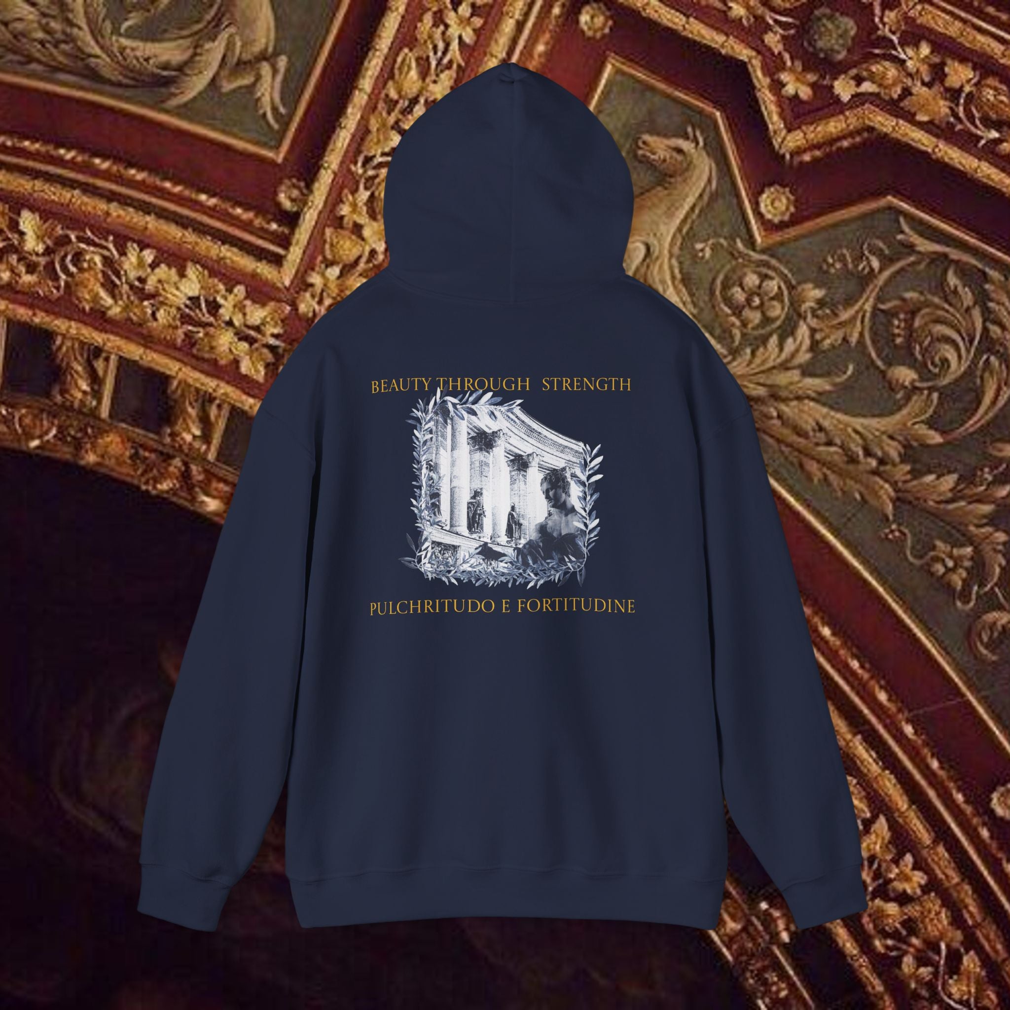 Beauty Through Strength Classically-Inspired Cotton Graphic Hoodie Back Version