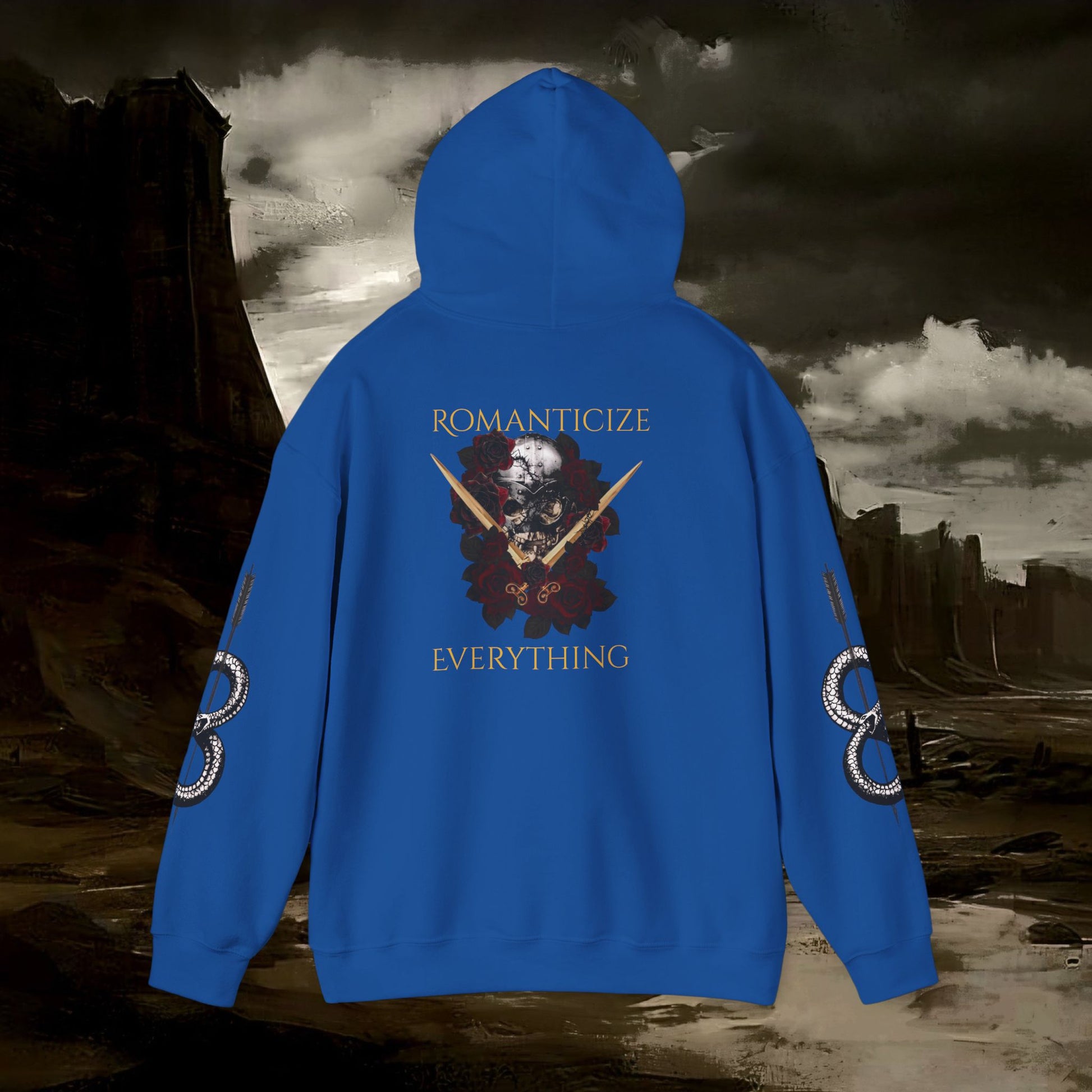 The Barbarian's Fate Medieval Dark Fantasy Inspired Graphic Hoodie back version