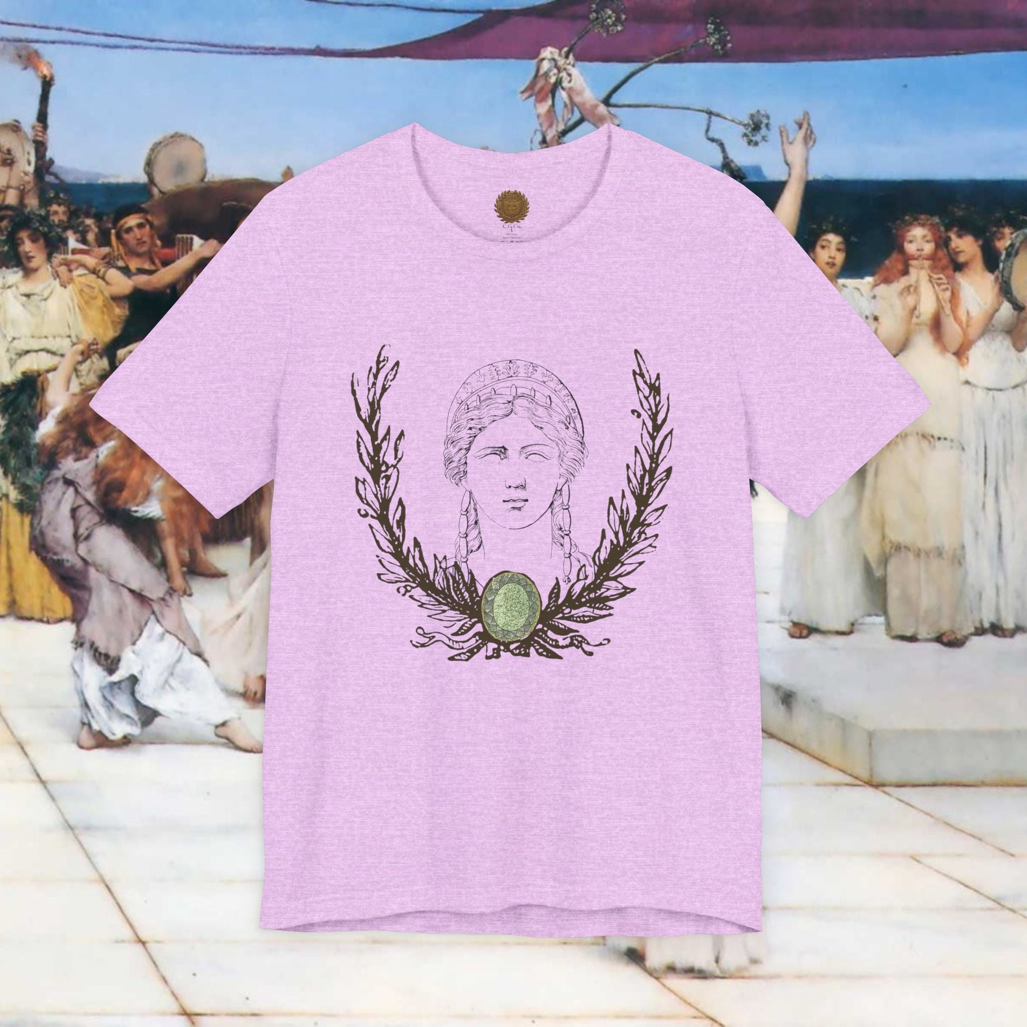 Hera's Wondering Greek Goddess T-Shirt – Ornate Diadem Portrait in Classical Line Engraving Style | Mythology Gift