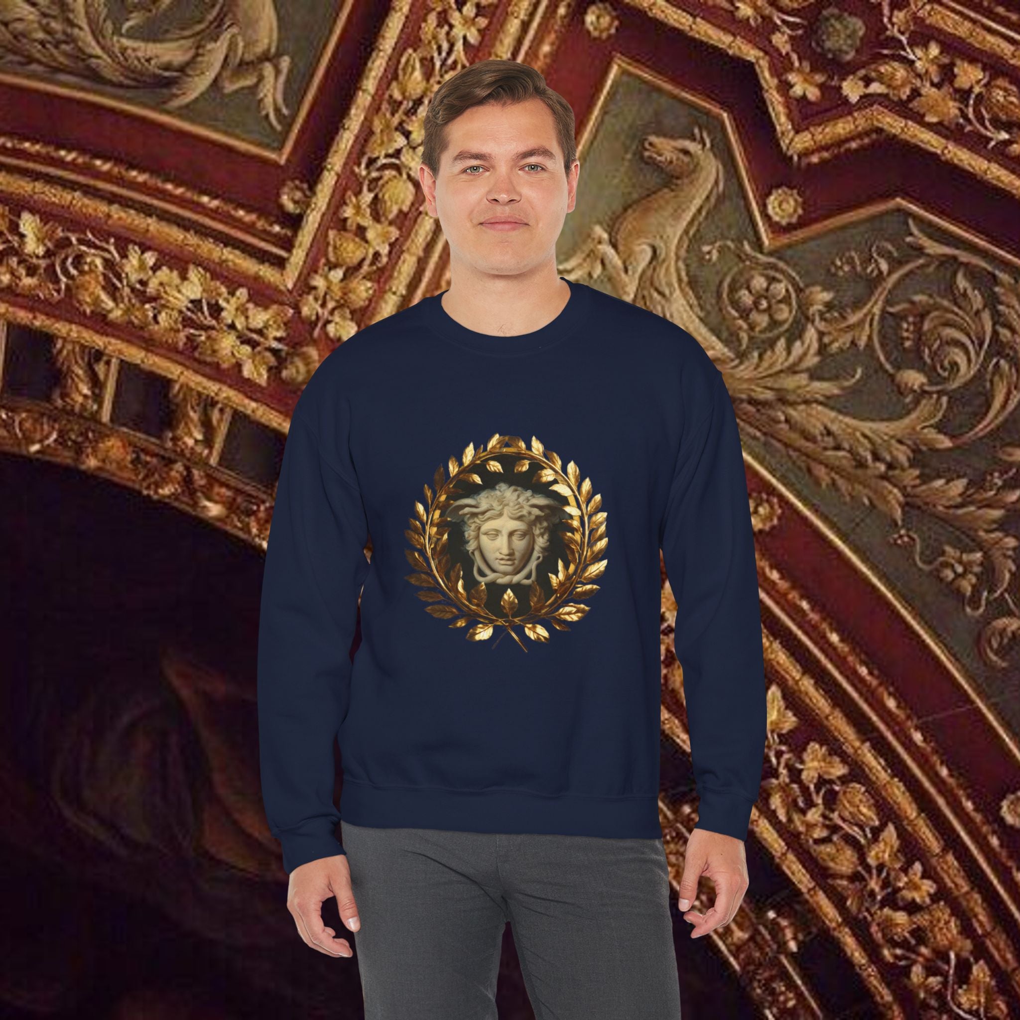 Medusa's Gaze Classical Inspired Mythology Unisex Heavy Blend Crewneck Graphic Sweatshirt