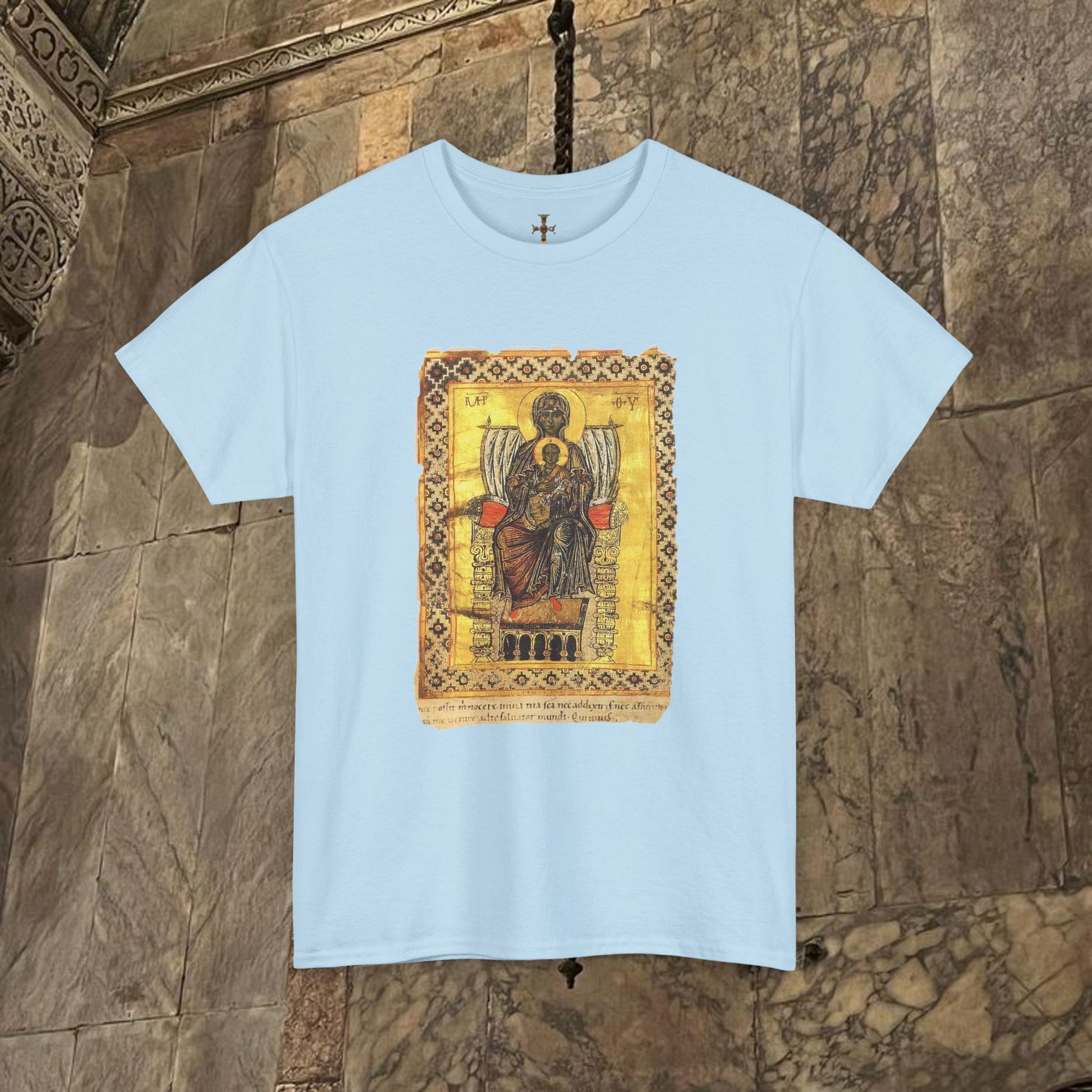 Byzantine Manuscript Art T-Shirt - Sacred Mother Child Icon