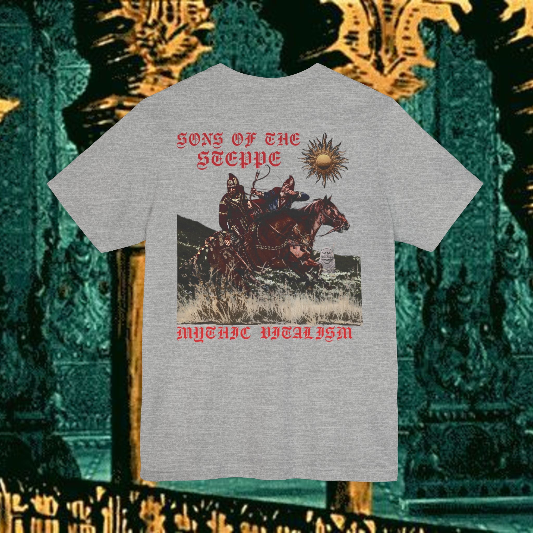 Sons of the Steppe Mythical Medieval Inspired Graphic T Shirt Back Version