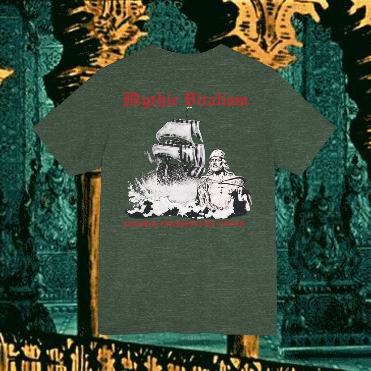Mythic Vitalism, Sanguis Christianus Vetus Exploration and Adventure Inspired Graphic T Shirt Back Version
