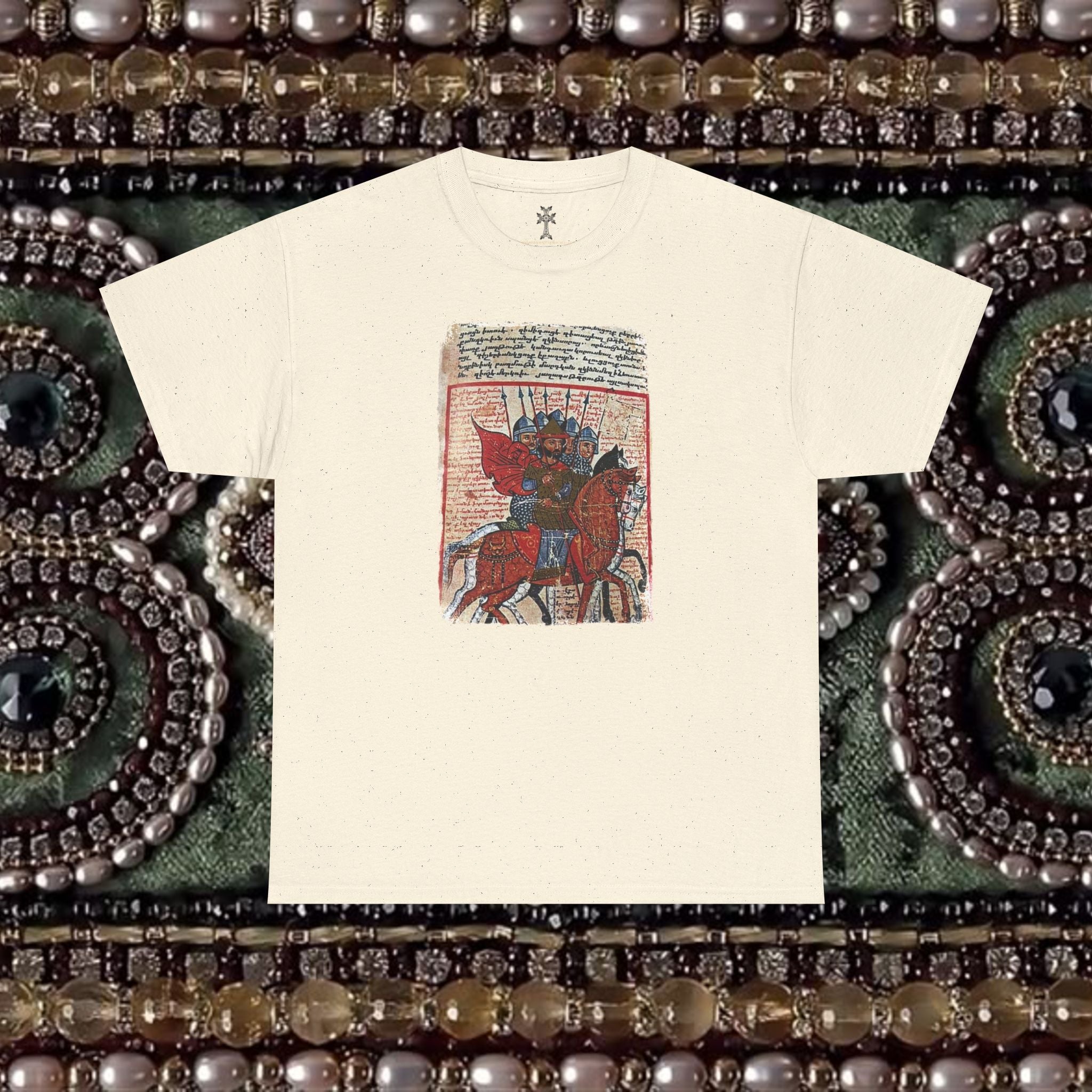 Armenian Warriors Art T-Shirt - Ancient Manuscript Design