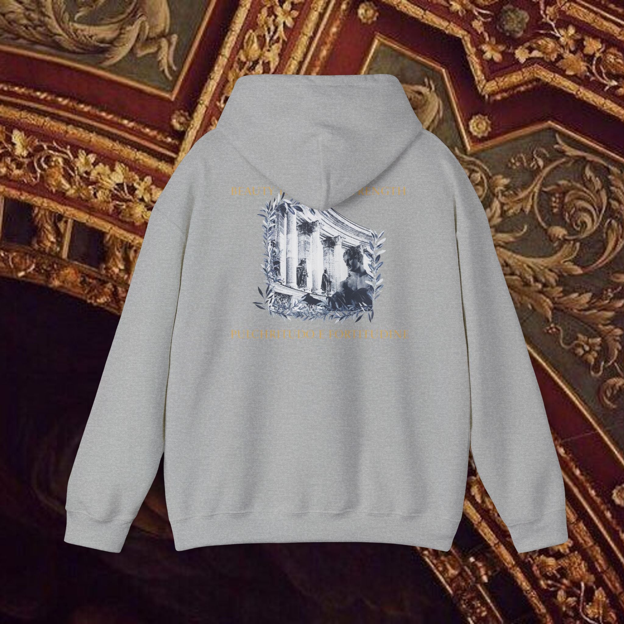 Beauty Through Strength Classically-Inspired Cotton Graphic Hoodie Back Version