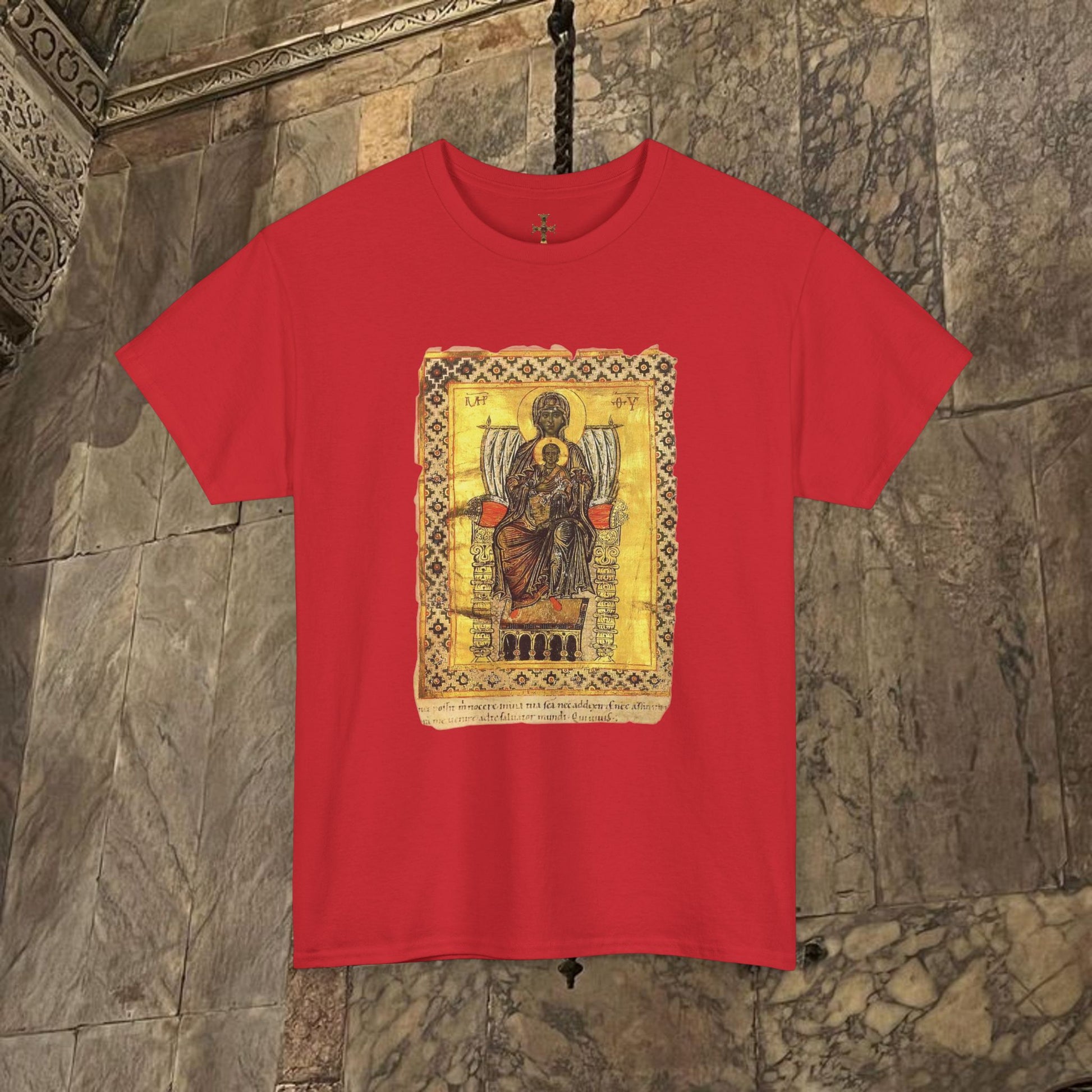 Byzantine Manuscript Art T-Shirt - Sacred Mother Child Icon
