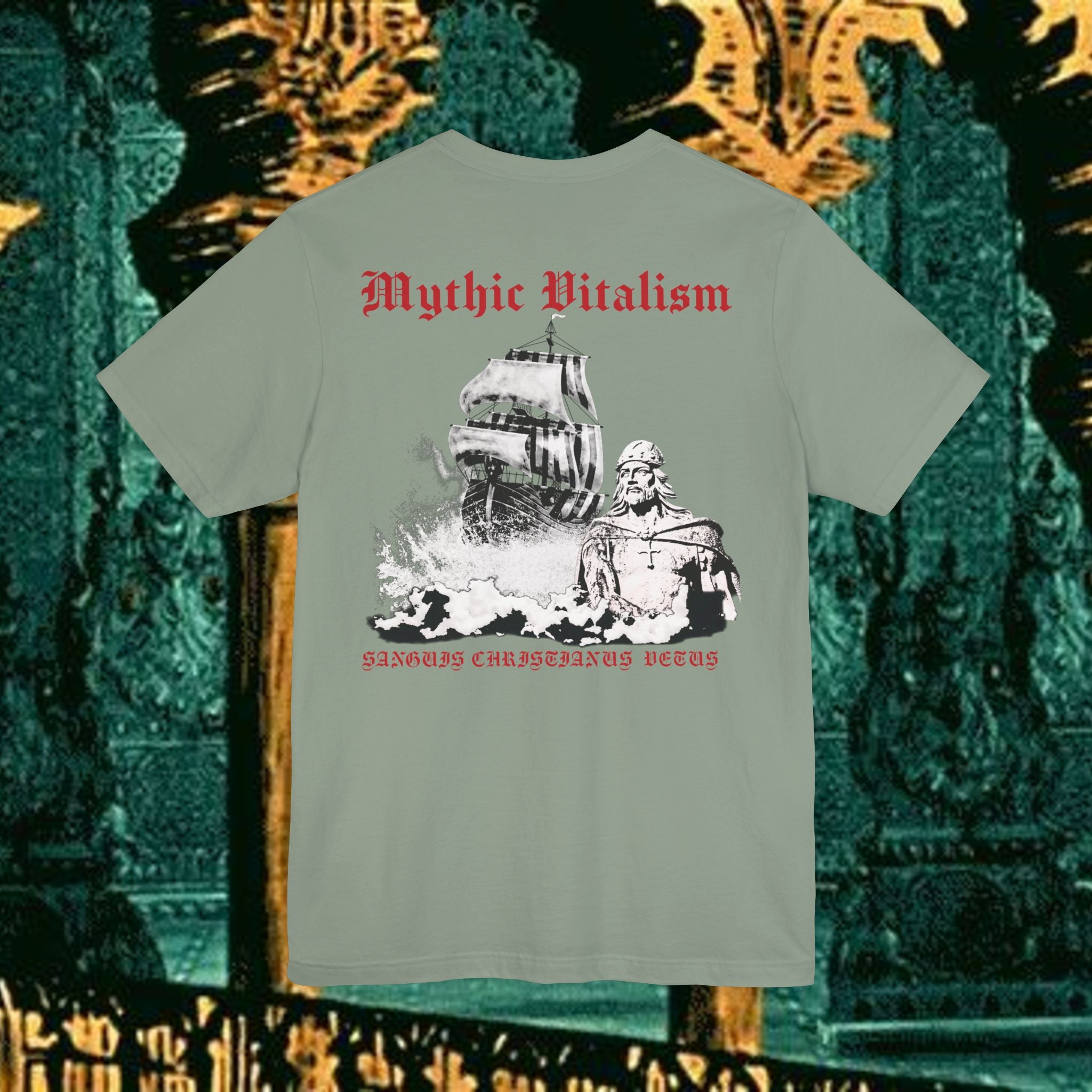 Mythic Vitalism, Sanguis Christianus Vetus Exploration and Adventure Inspired Graphic T Shirt Back Version