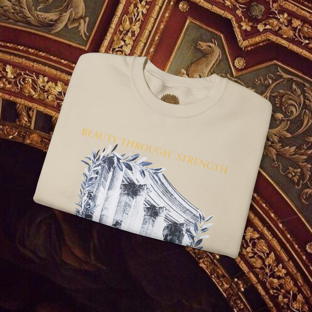 Beauty Through Strength Classically-Inspired Cotton Graphic Sweatshirt