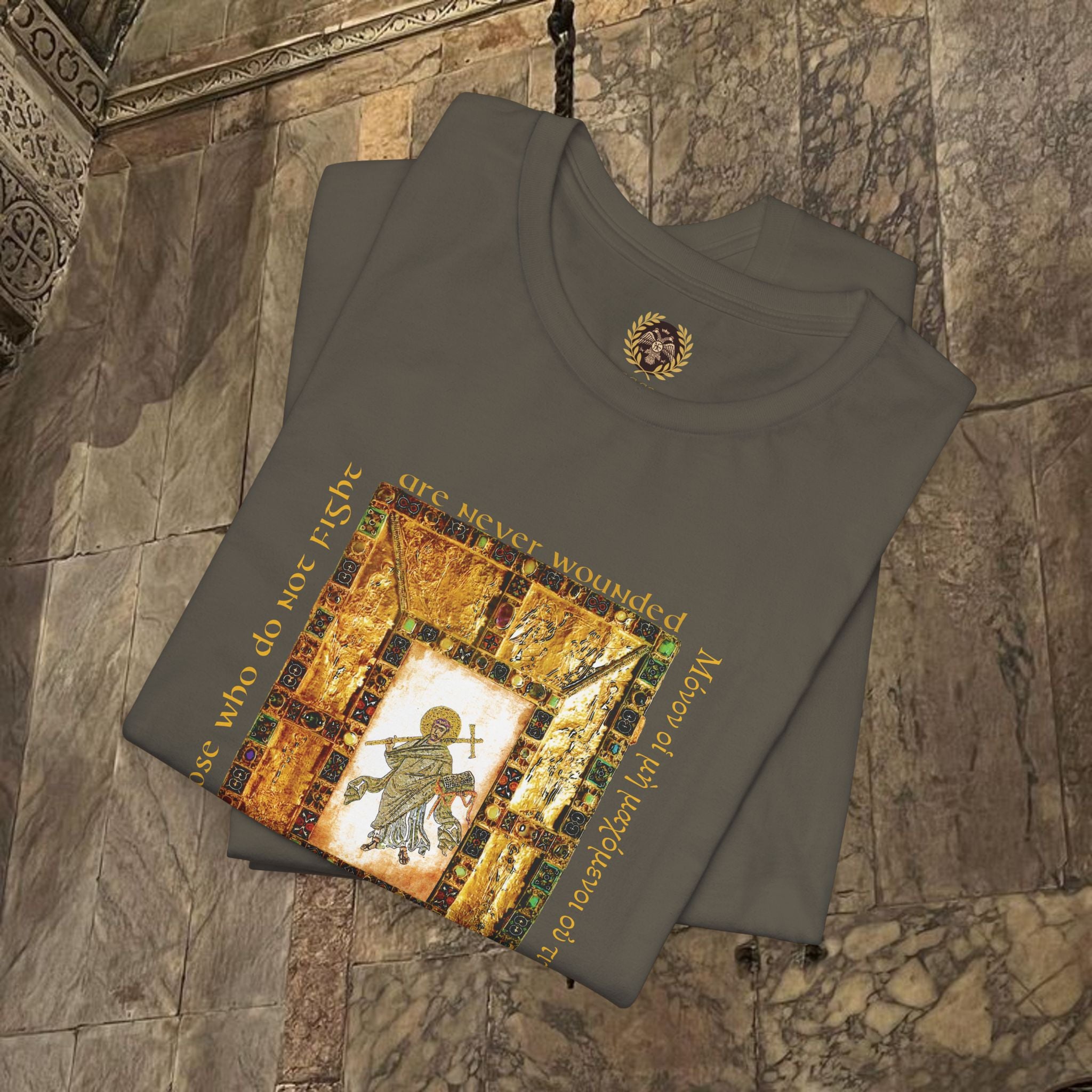 The Scholar's Manuscript Byzantine Inspired Medieval Cotton Graphic T-Shirt