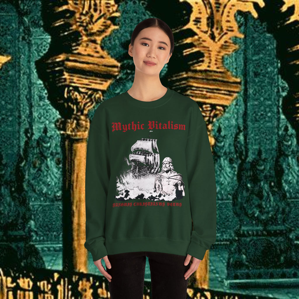 Mythic Vitalism, Sanguis Christianus Vetus  Exploration and Adventure Inspired Crewneck Sweatshirt