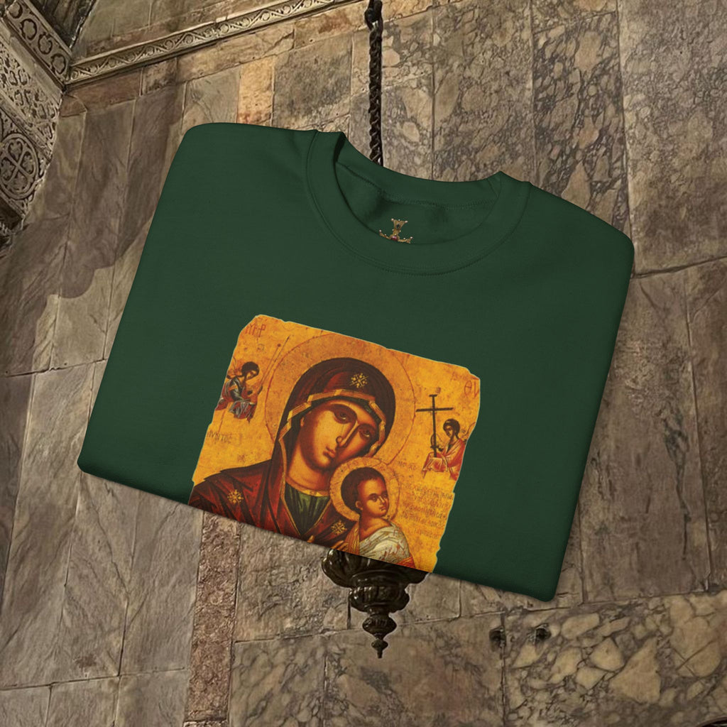 Byzantine Icon Art Sweatshirt -  Mother and Child Design