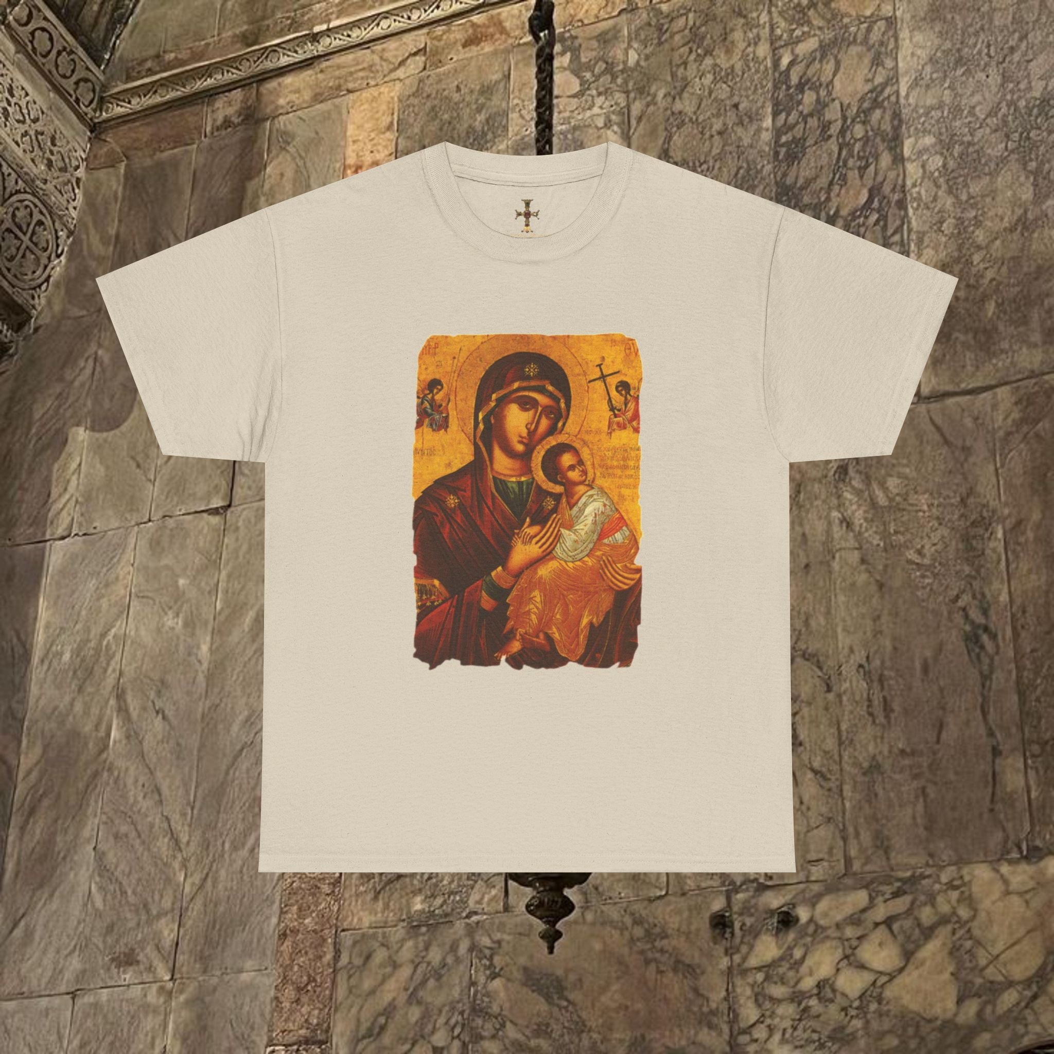Byzantine Icon Art T-Shirt - Sacred Mother Child