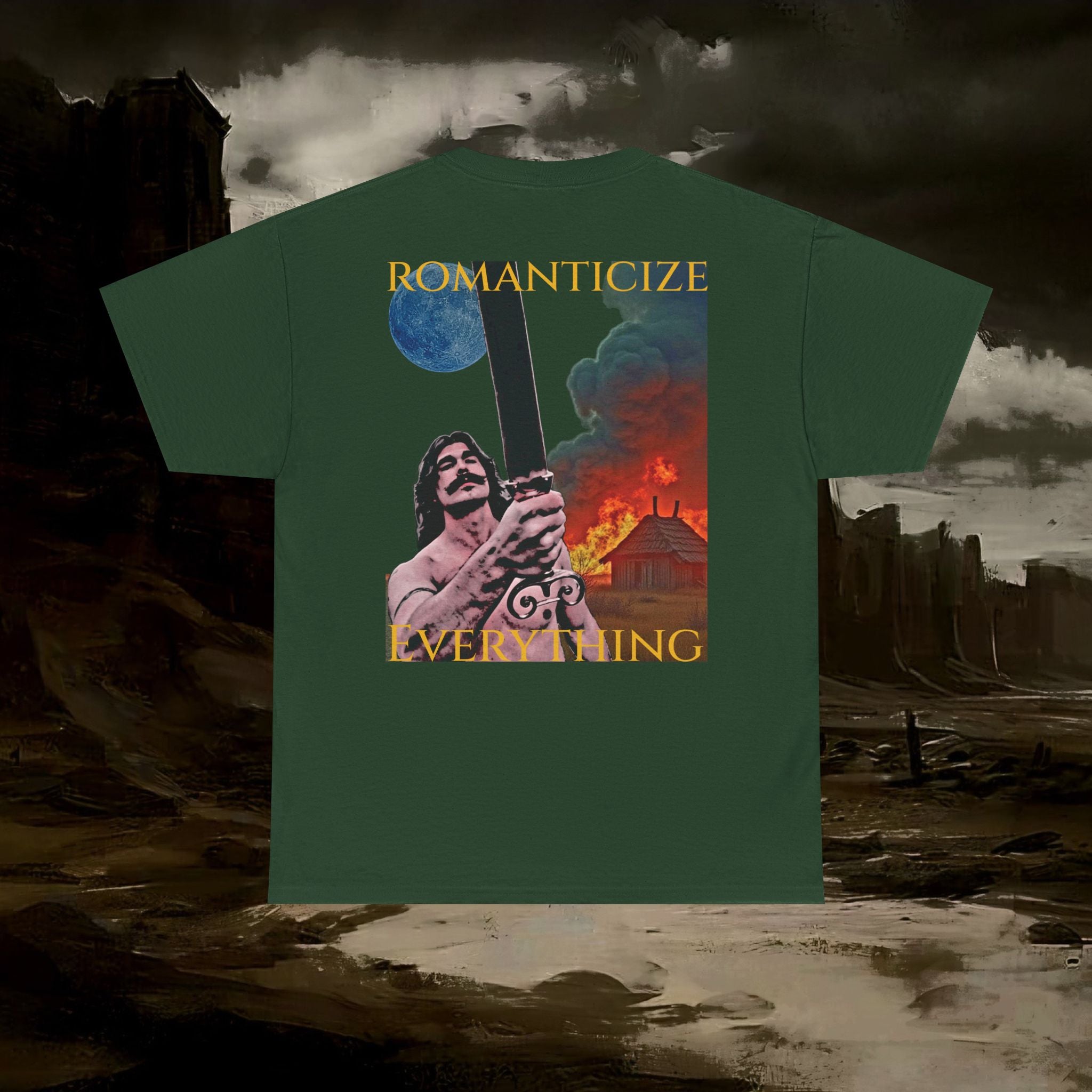 The Barbarian's Mirror Graphic T-Shirt Dark Fantasy Medieval Inspired Tee. Back Version