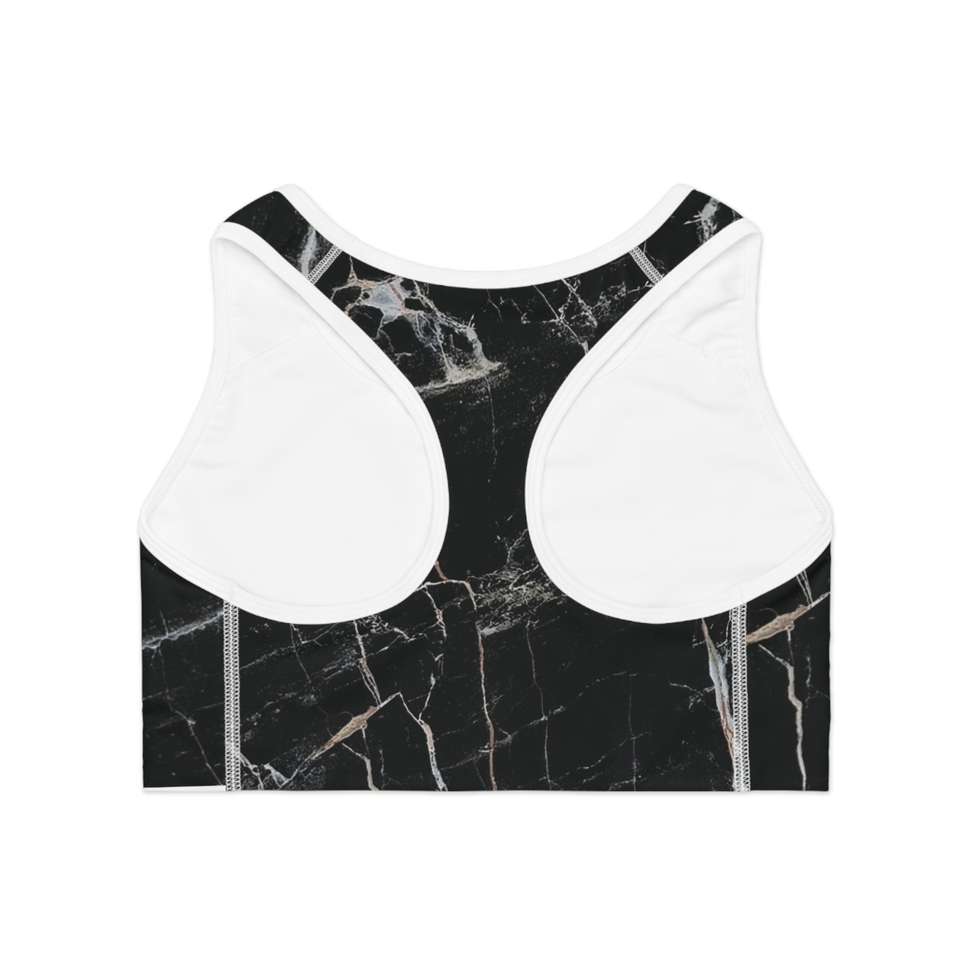 Black Marble Graphic Sports Bra