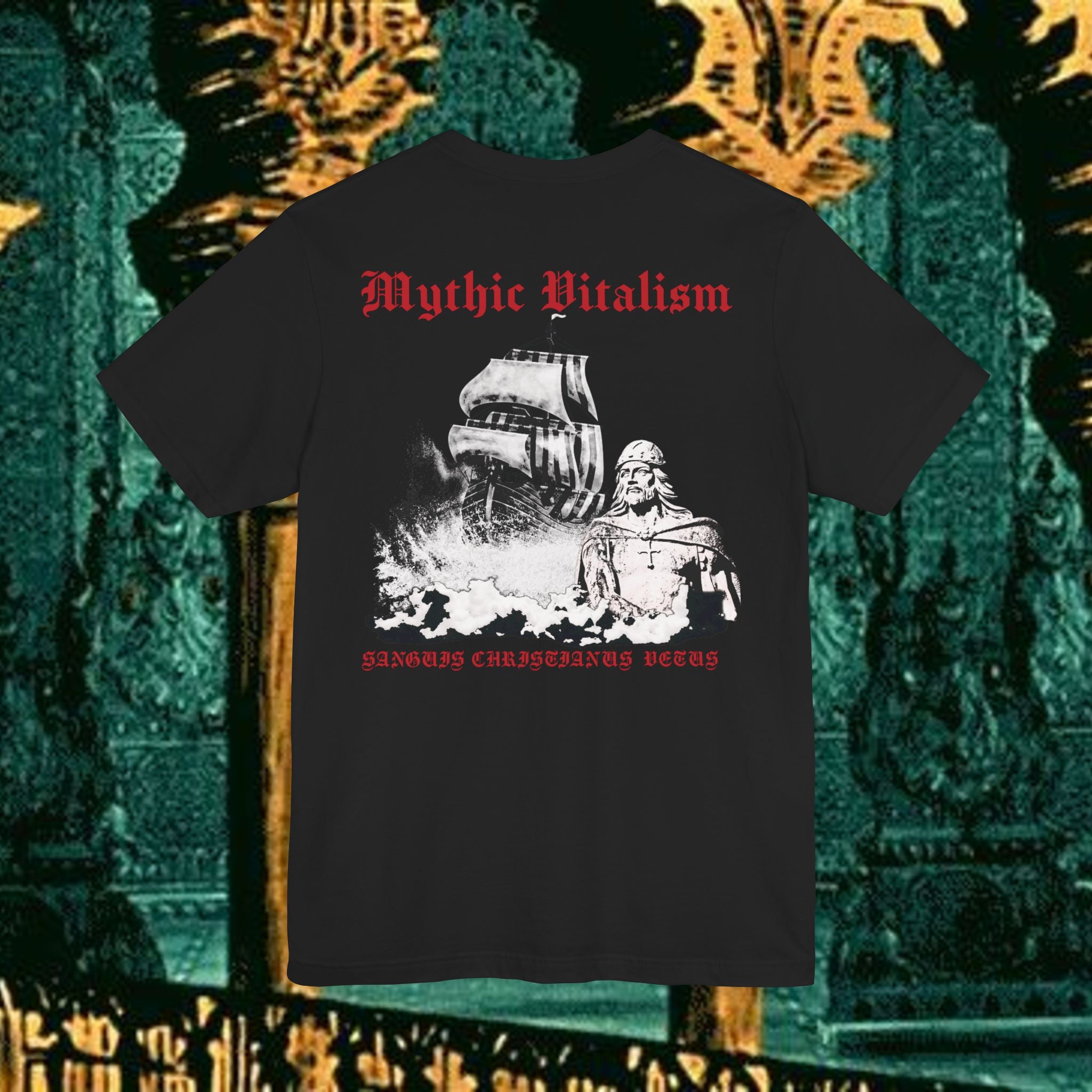 Mythic Vitalism, Sanguis Christianus Vetus Exploration and Adventure Inspired Graphic T Shirt Back Version