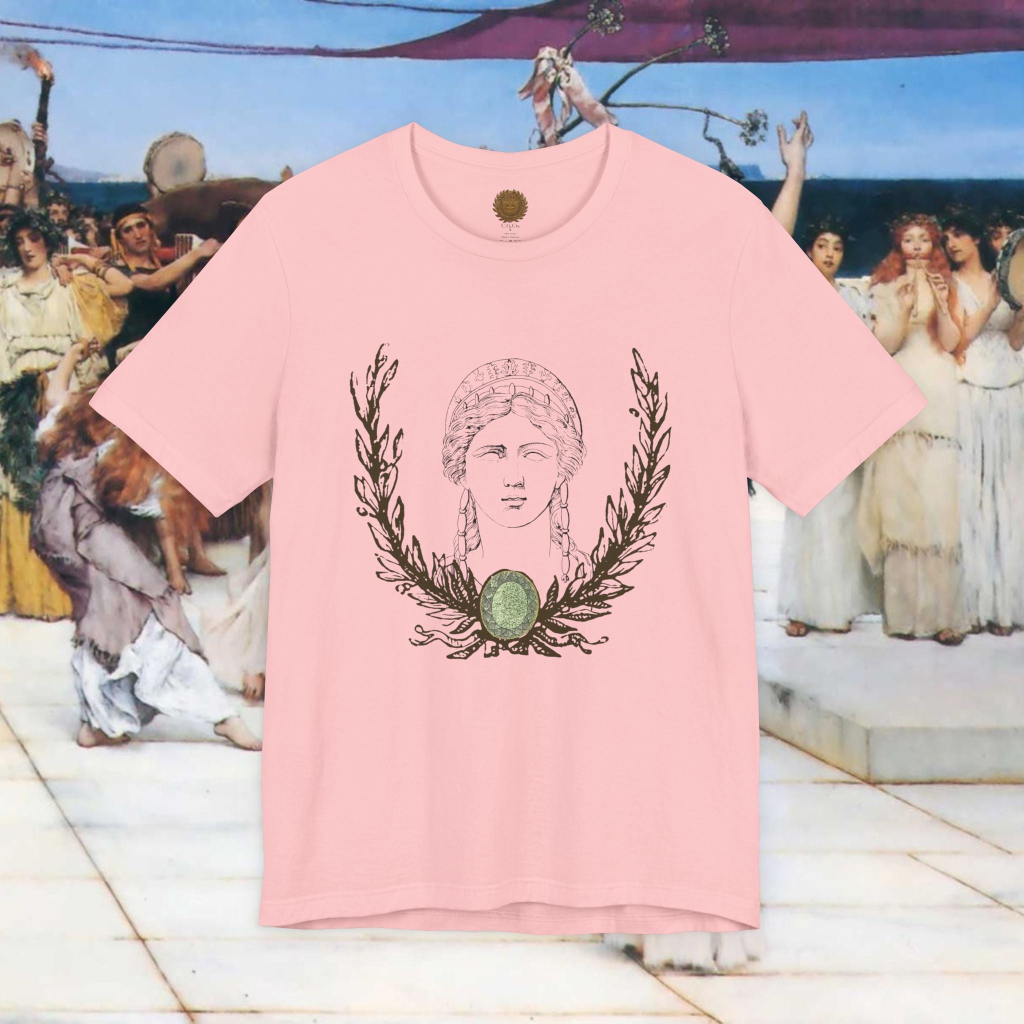 Hera's Wondering Greek Goddess T-Shirt – Ornate Diadem Portrait in Classical Line Engraving Style | Mythology Gift