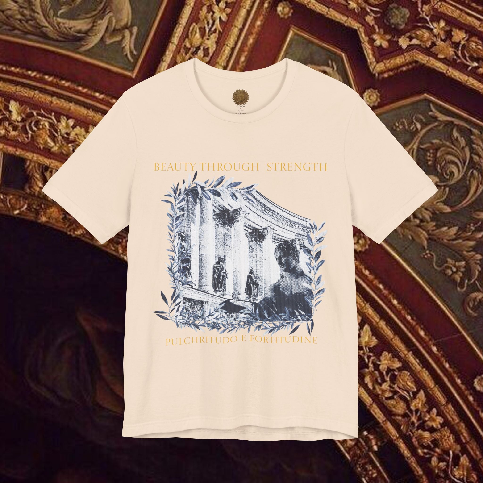 Beauty Through Strength Classically-Inspired Cotton Graphic T-Shirt